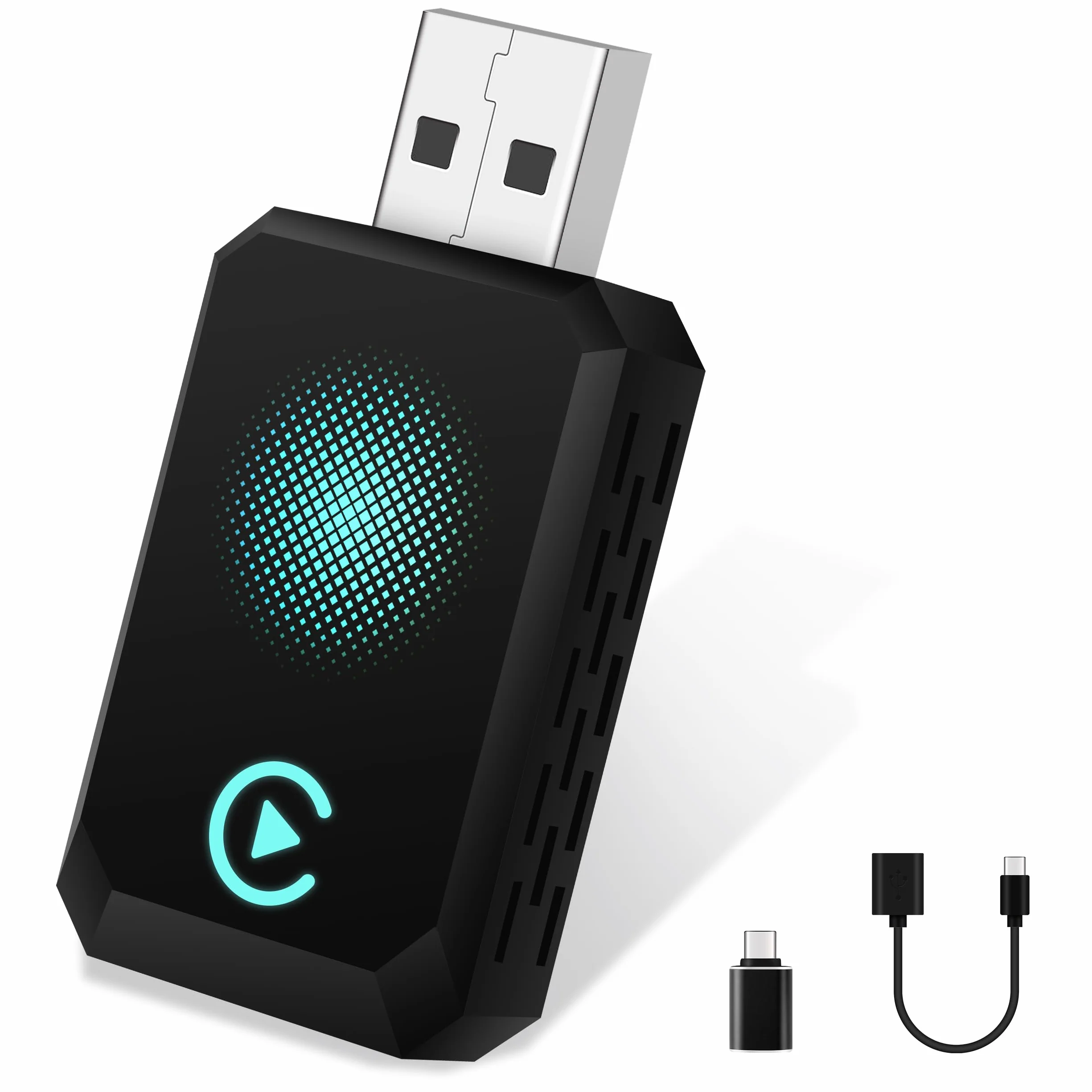 Bezprzewodowy adapter CarPlay UK do iPhone'a, konwertuj przewodowy na bezprzewodowy CarPlay, Plug and Play, odpowiedni do samochodów po 2016 roku, kompatybilny z iPhone iOS 10+