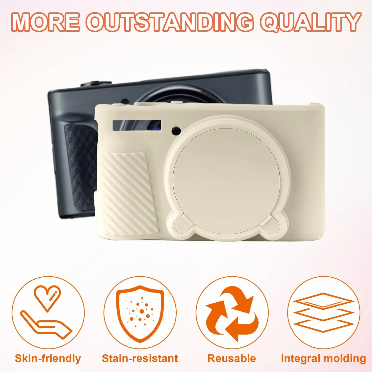 SX730 SX740 Etui na aparat, cienkie silikonowe etui ochronne na aparat fotograficzny kompatybilne z Canon PowerShot SX740 SX730 HS (złamana biel)