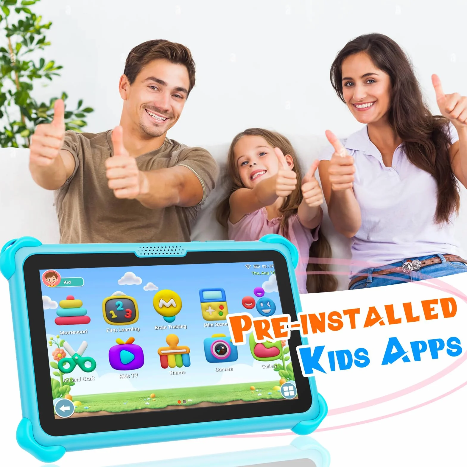 Tablet dla dzieci 7 cali 32 GB tablet z systemem Android WiFi dla dzieci pokrowiec ochronny kontrola rodzicielska tablet dla dzieci w wieku 3-7 lat (niebieski)
