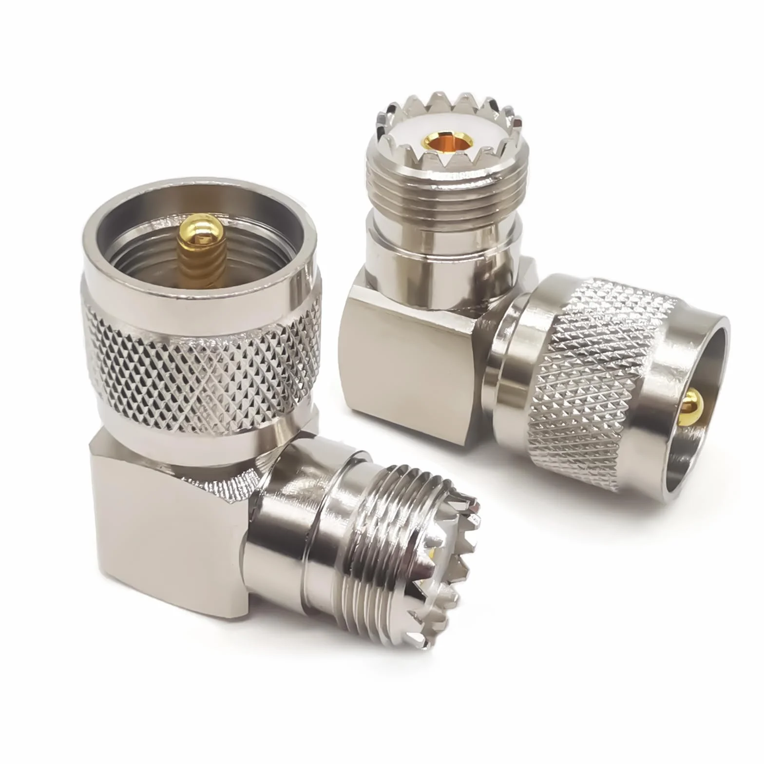 2 sztuki PL259 UHF adapter koncentryczny kątowy 90°, wtyczka PL259 do gniazda SO239, UHF SO239 wtyczka koncentryczna w kształcie litery L do radia CB, anten, mierników SWR i analizatorów