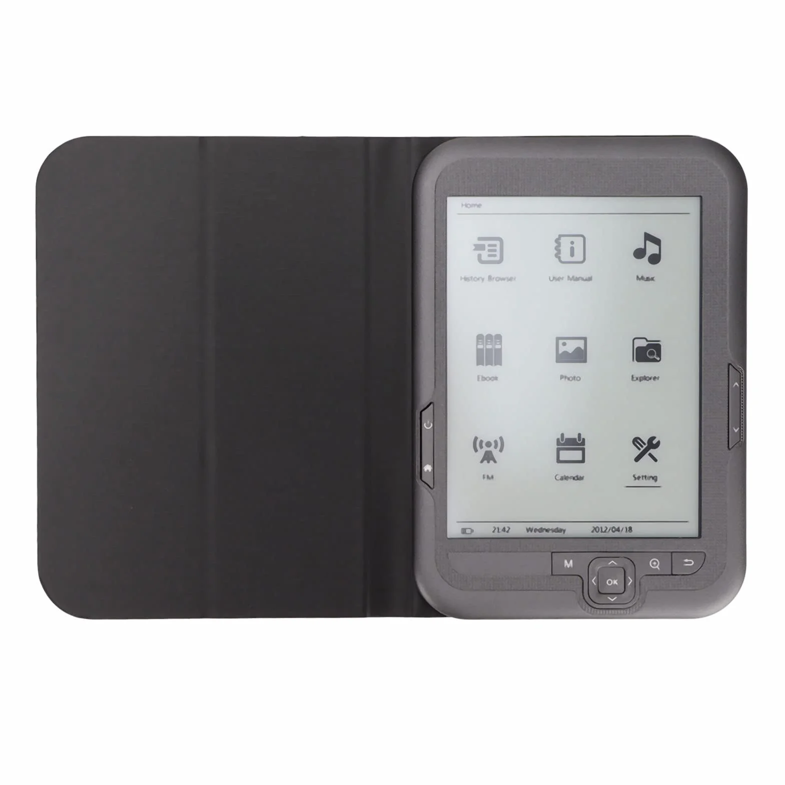 Ereader, Czytnik Ebooków 6In 800X600 HD Ink Screen, Ink Screen E Reader z Futerałem Ochronnym Słuchawki, Obsługa Funkcji Zoom, Zakładki, FM, Odtwarzanie Muzyki Redukcja Niebieskiego(4 GB)