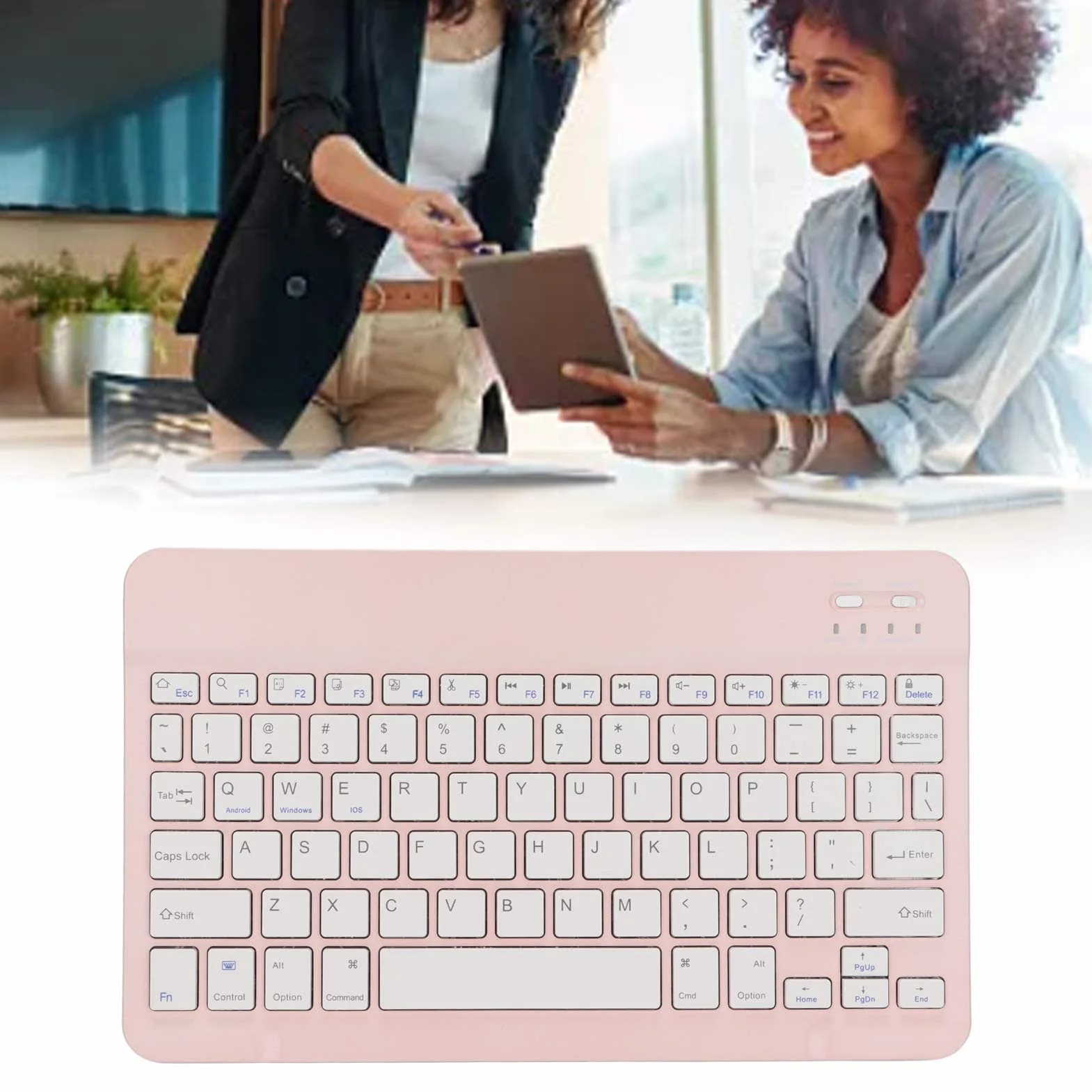 Bezprzewodowa Klawiatura Bluetooth, Uniwersalny Kompaktowy Ergonomiczny Telefon Komórkowy/tablet/laptop/komputer do Pisania, dla Systemu Android/IOS/Windows(różowy)