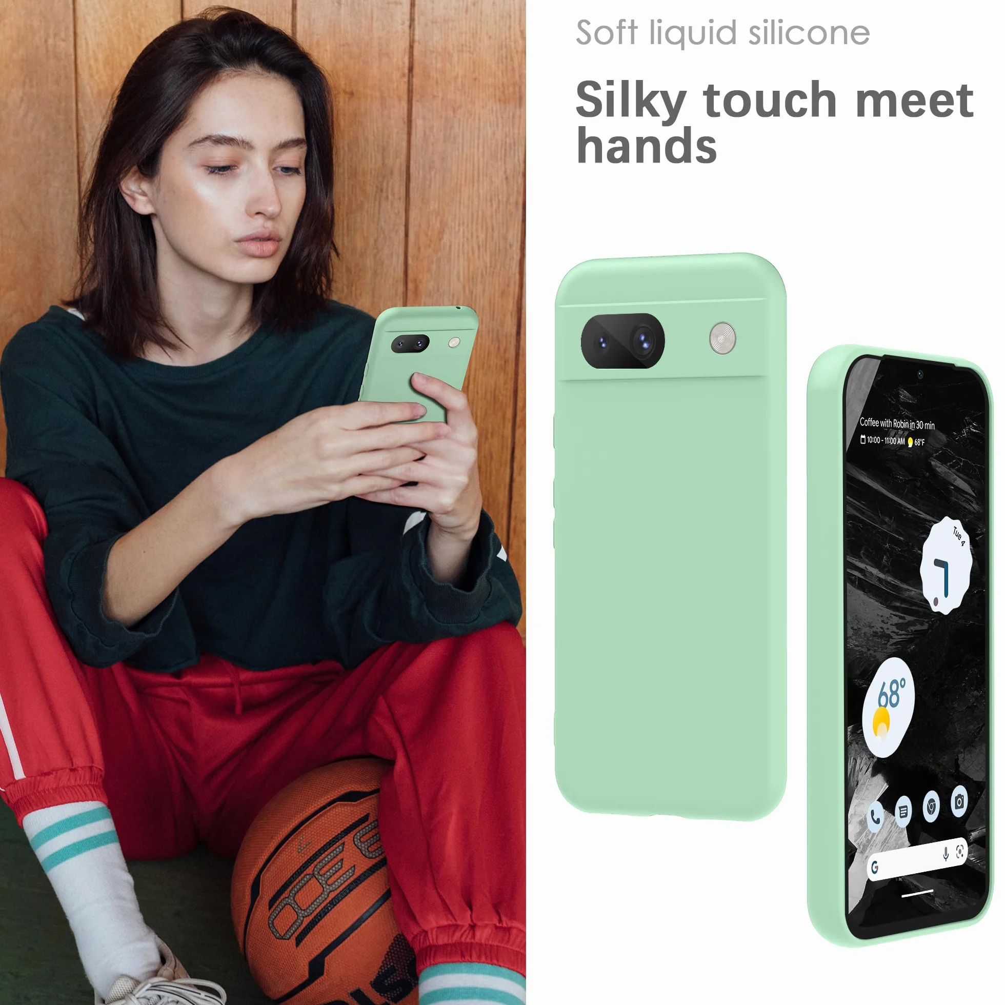 YATWIN Etui do Google Pixel 8A, Miękkie Silikonowe Pokrowce, Ultracienki Design, Ochrona 360°, Jasny Cyjan