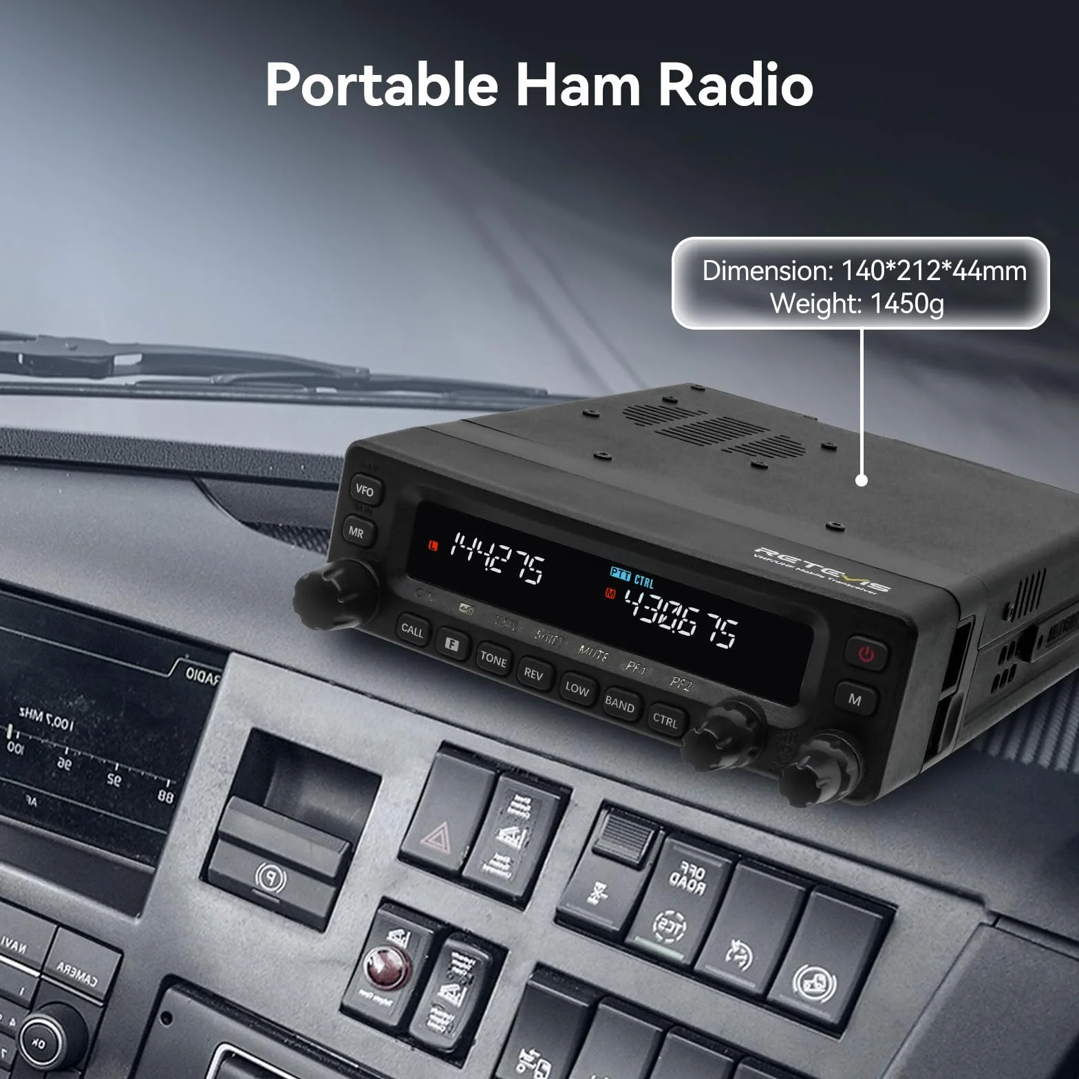 Retevis MA1 Radiotelefon Amatorski z Anteną, Odłączanym Panelem Sterowania, Wzmacniacz Międzypasmowy, Daleki Zasięg, 2m/70cm/FM/AM, Ham Radio do Reagowania Kryzysowego (1 szt)