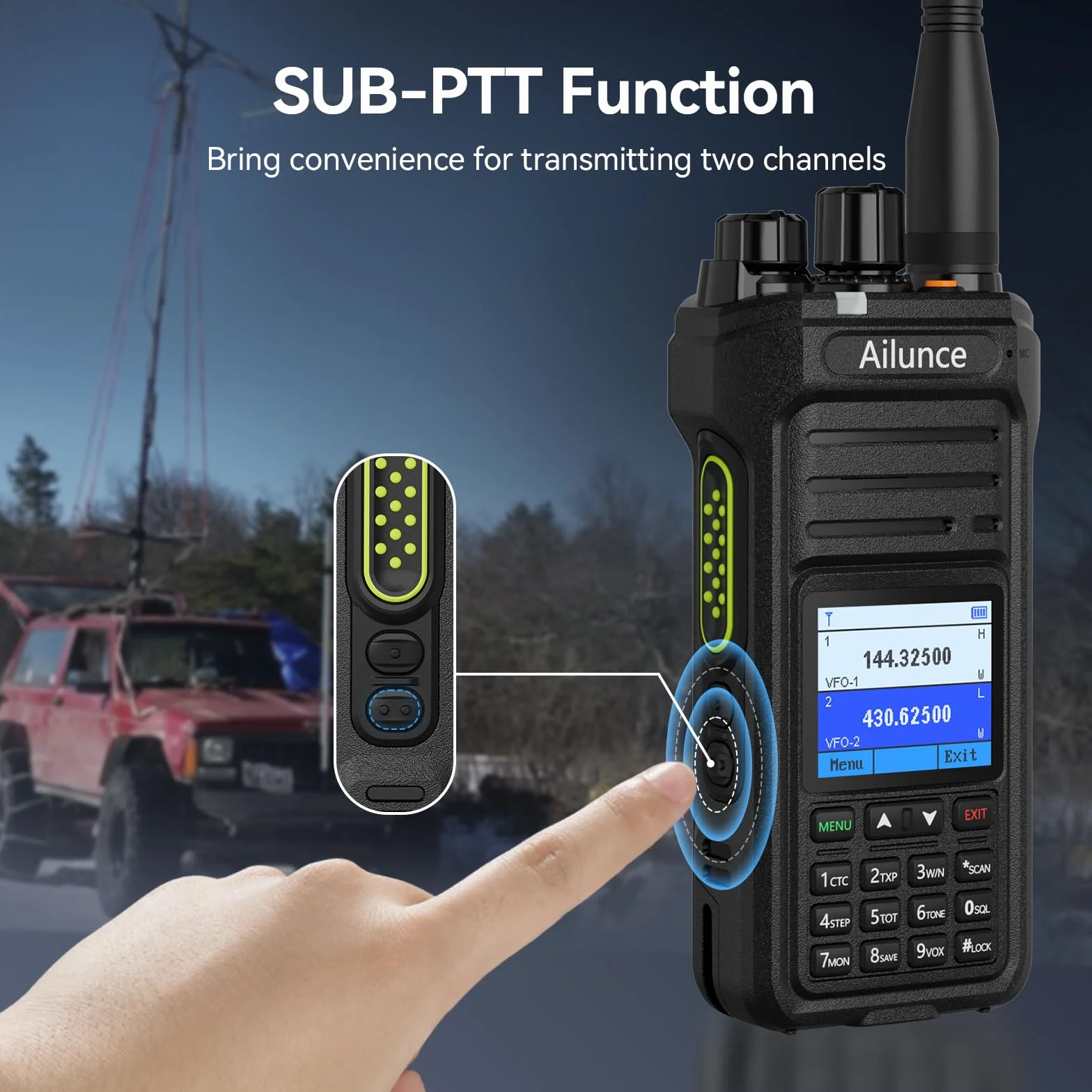 Retevis Ailunce HA1UV Radiotelefon Amatorski z Mikrofonem, Dwupasmowy, Wodoodporny IP67, Akumulator 2800 mAh, Przenośny Nadajnik-Odbiornik Dalekiego Zasięgu do Ratownictwa, Imprezy Amatorskie (1 szt.)