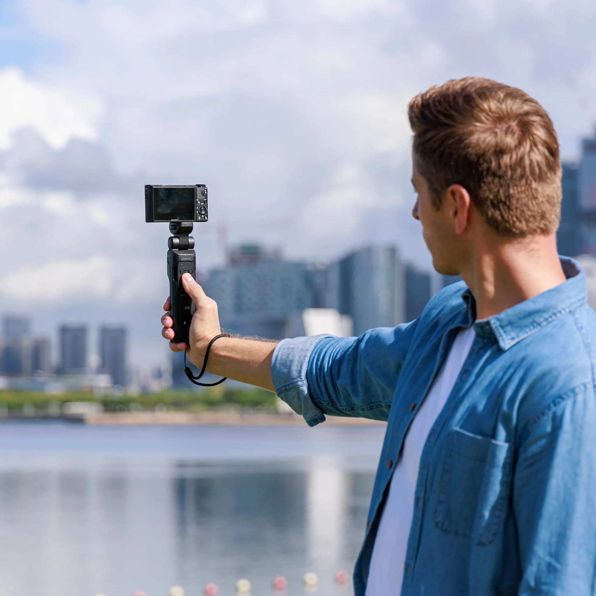 JJC statyw kamery cyfrowe pilot bezprzewodowy uchwyt do Sony a1 a9 a9II a7 IV a7III ZV-1 ZV-1F ZV-E10 a6100 a6400 a6600 a7RIV a7R V RX100VII Zastępuje Sony GP-VPT2BT uchwyt do fotografowania