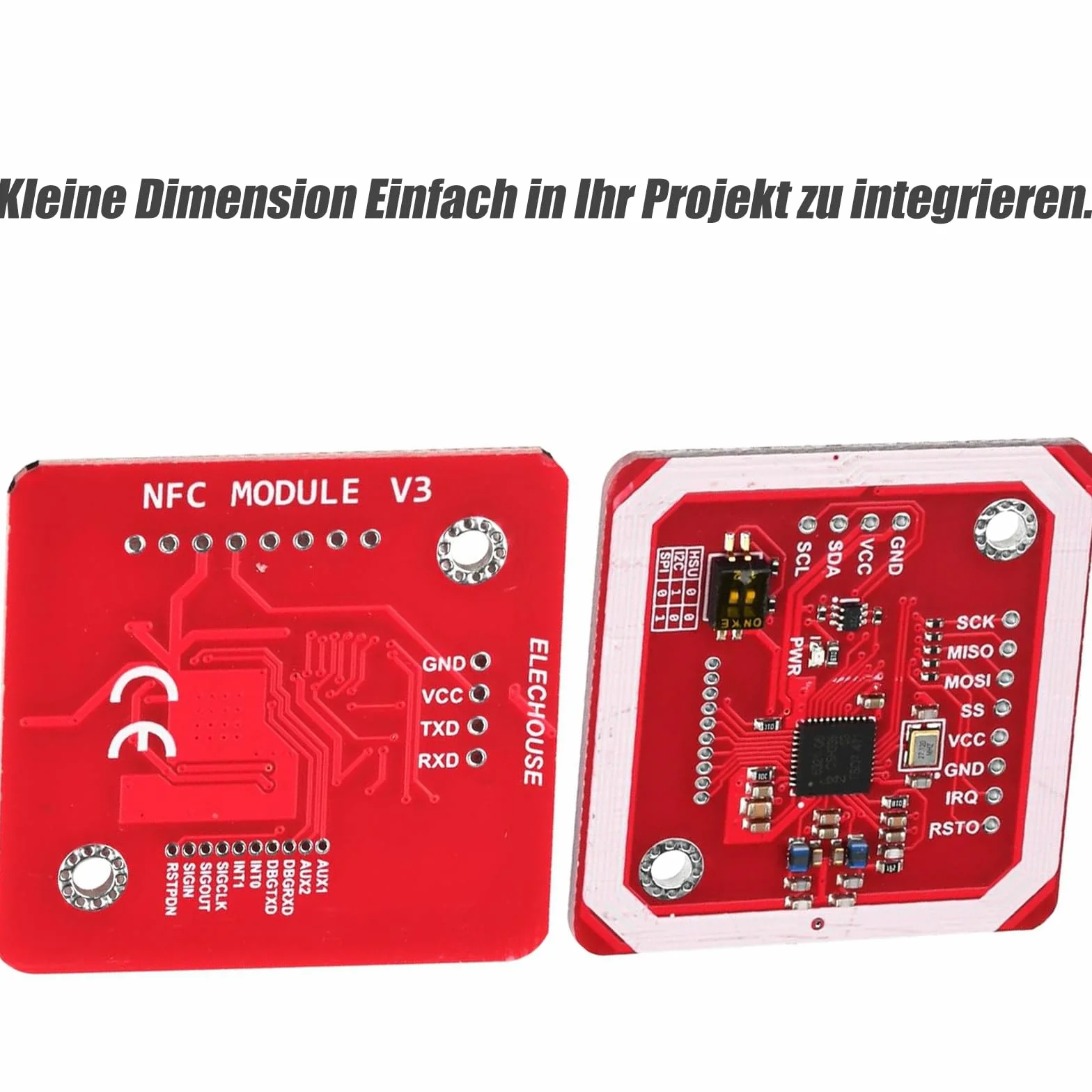 GERUI Zestaw 2 PN532 NFC RFID V3 I2C SPI HSU, zestaw komunikacyjny I2C Near Area Communication with S50 White Card, karta kluczowa kompatybilna z Arduino
