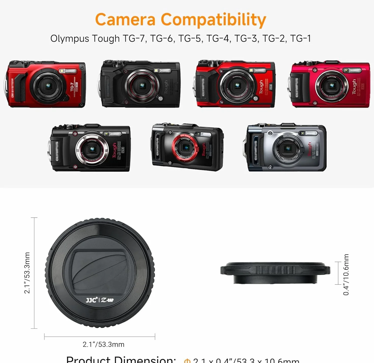JJC Osłona obiektywu chroniąca soczewkę dla aparatów Olympus Tough TG-6, TG-5, TG-4, TG-3, TG-2 i TG-1F, OM SYSTEM TG-7, zamiennik dla osłony obiektywu Olympus LB-T01
