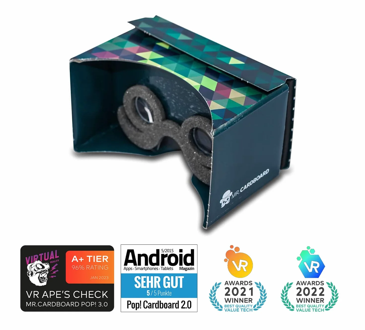 Google Cardboard POP! z opaską na głowę i wyściółką Virtual Reality Headset VR Viewer do systemu Android Apple iOS
