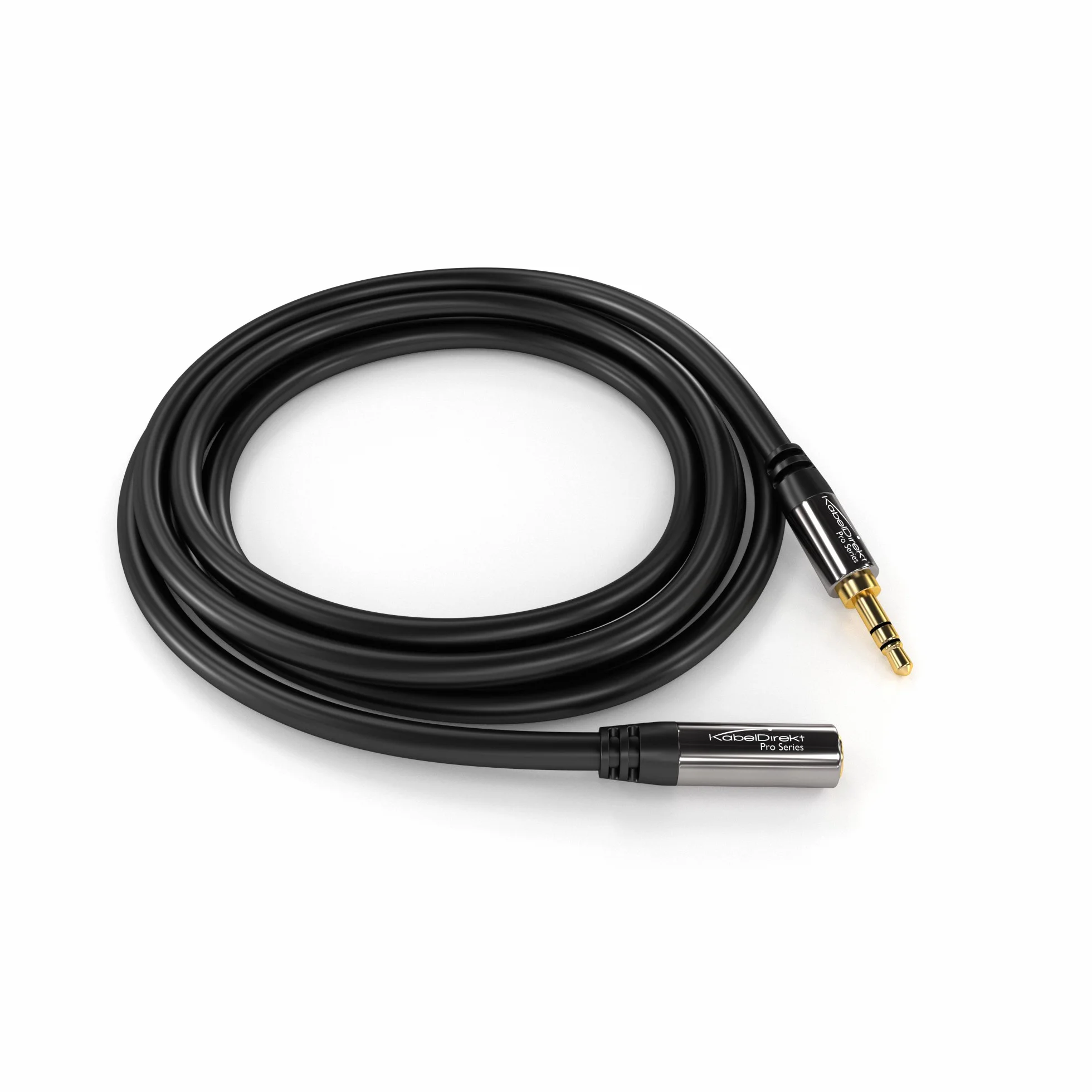 KabelDirekt – 2 m – Przedłużacz słuchawkowy, przedłużacz jack 3,5 mm (kabel audio aux, wtyk/gniazdo, prawie niezniszczalna metalowa obudowa, idealny do słuchawek, czarny)