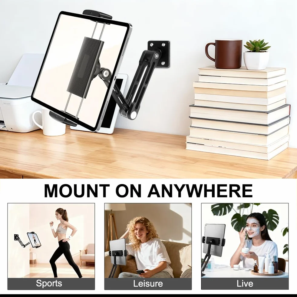 HOTUT Uchwyt ścienny do tabletu 360° z aluminium 4,7-12,9 cala uniwersalny