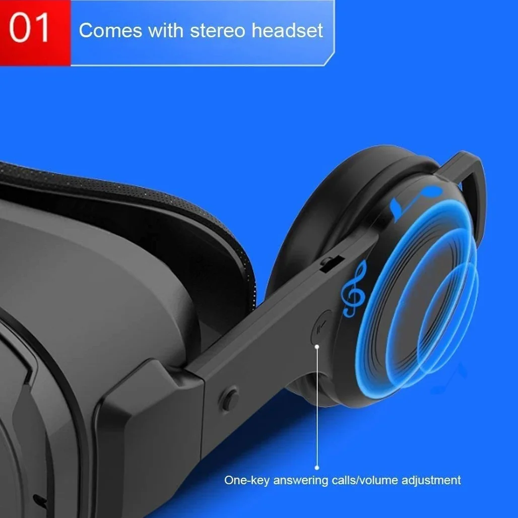 Zestaw słuchawkowy VR okulary 3D Virtual Reality VR niebieskie światło HD obiektyw VR zestaw zawiera gogle do rzeczywistości wirtualnej 3D, kontroler, regulowane okulary VR - kompatybilne z iPhone i Android z gamepadem