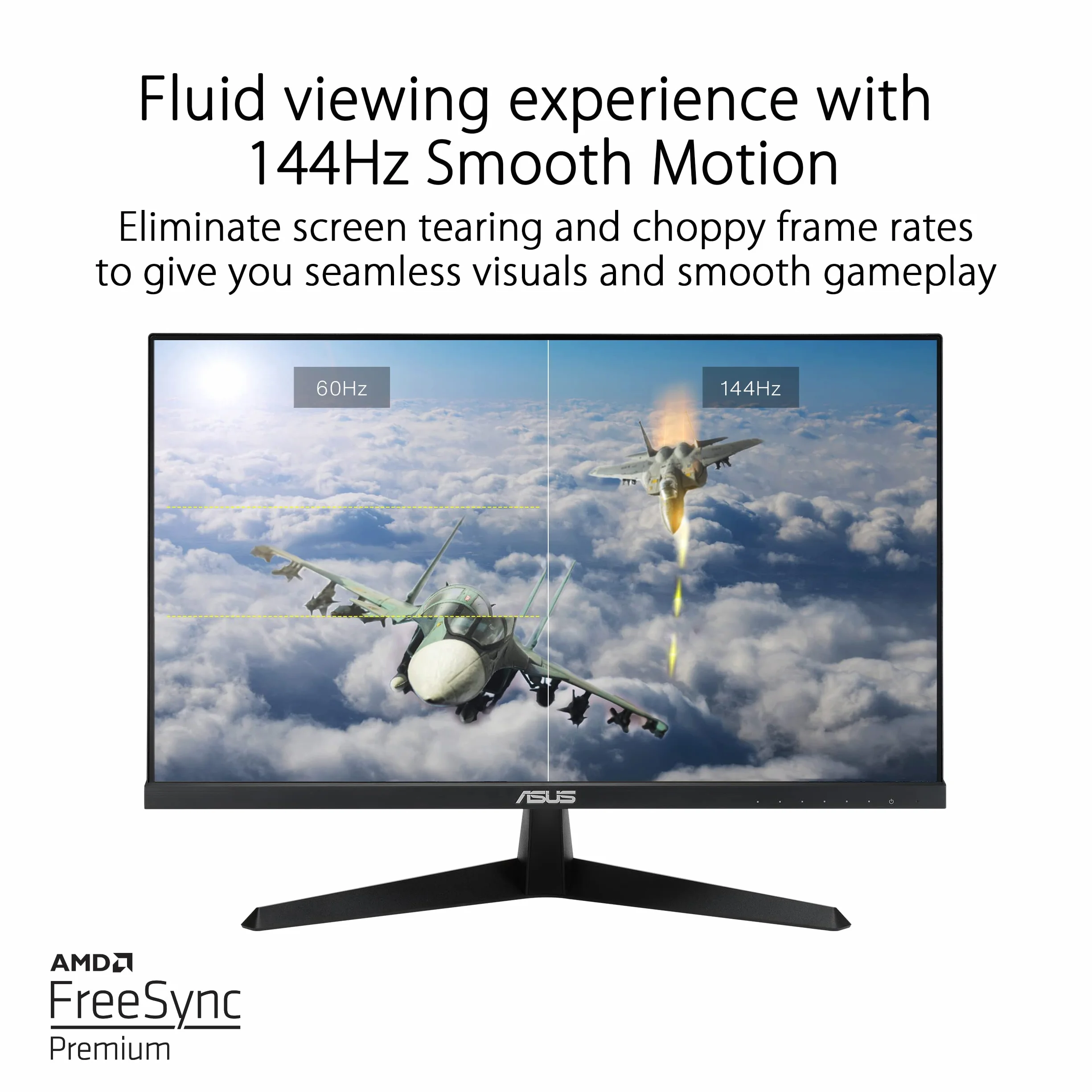 ASUS VY249HGE monitor gamingowy, 24", Full HD, 144 Hz, 1 ms MPRT, FreeSync Premium, GameFast Input – panel IPS, Vesa 100 x 100, 16:9, 1920 x 1080, HDMI