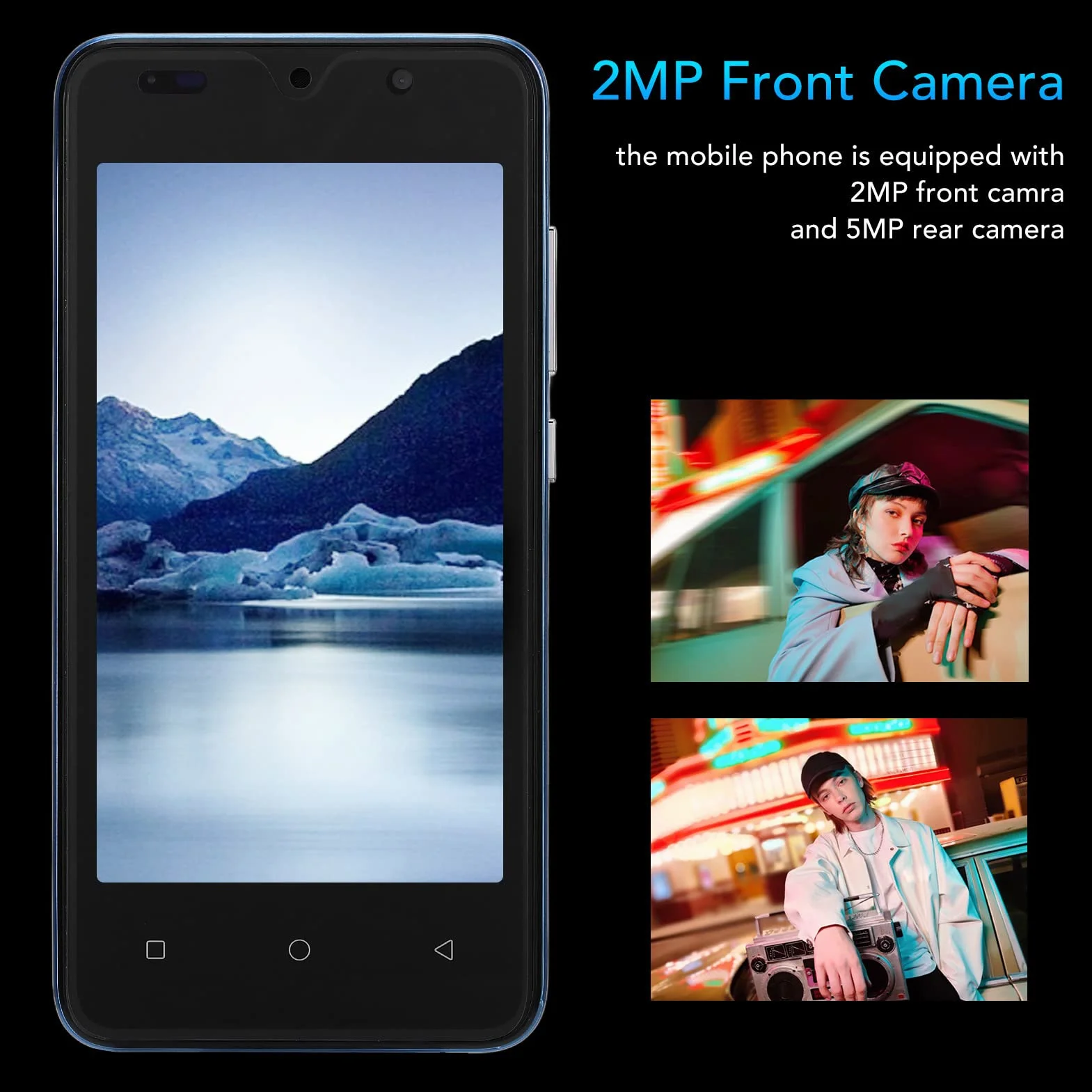 Odblokowany Smartfon, 4,66 Cala 2 GB RAM 32 GB ROM 2800 Mah Smart Dual Card Dual Standby Telefon Komórkowy, 2 MP Przedni Aparat 5 MP Tylny Aparat Smartphone, Rozpoznawanie Twarzy(Jasny niebieski)