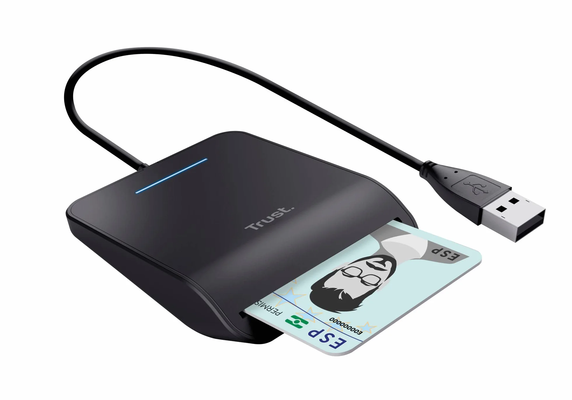 Trust DNI inteligentny czytnik kart zgodny z FIPS 201 TAA ISO 7816 klasa A B C USB czarny
