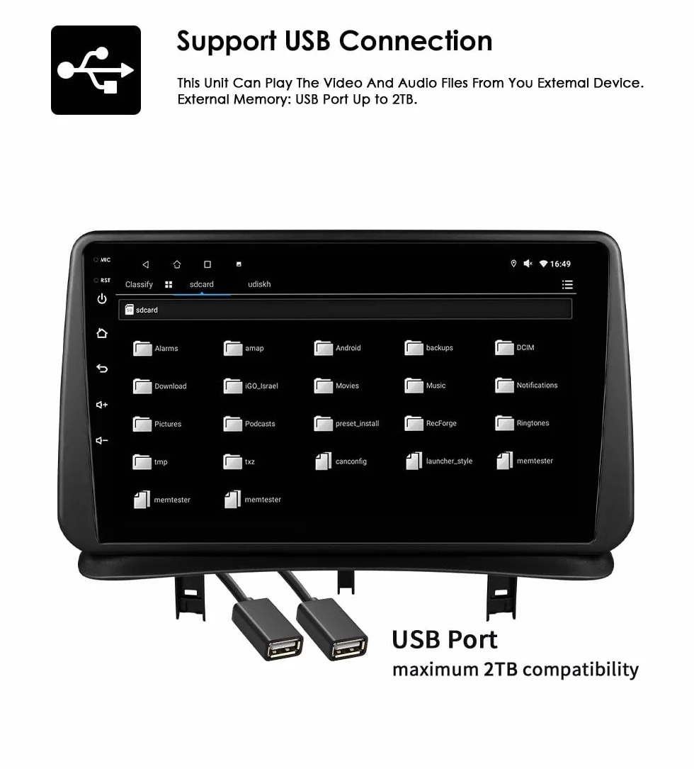 Ossuret Radio samochodowe do Renault Clio 3 (2005-2014), 9 cali Android 13 ekran dotykowy 2+32 GB GPS nawigacja z Carplay Android Auto WiFi Bluetooth sterowanie kierownicą DSP USB TPMS OBD2