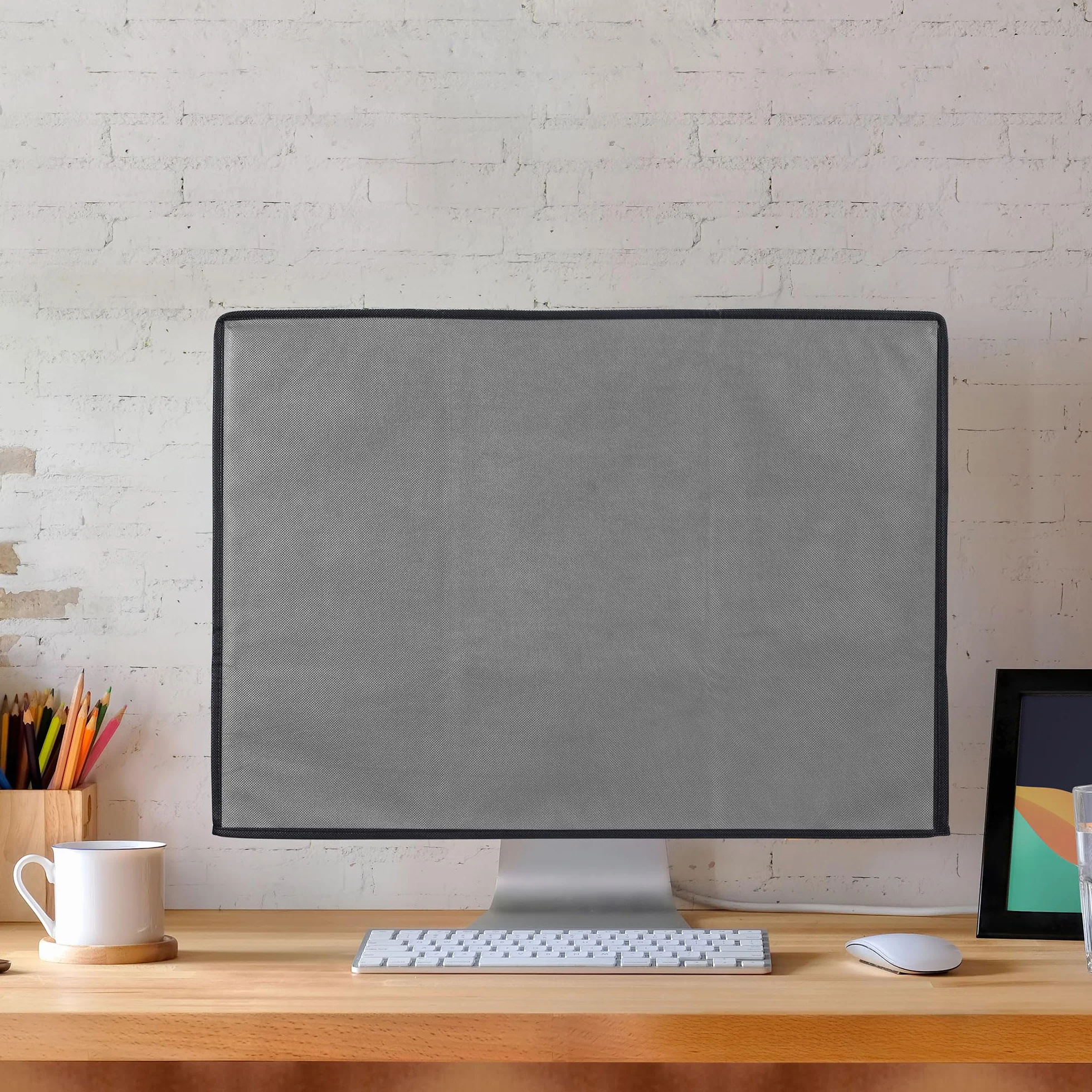 kwmobile Pokrowiec na monitor komputerowy, kompatybilny z monitorami 31–32" - Pokrywa przeciwpyłowa, osłona ekranu komputera - Jasnoszary