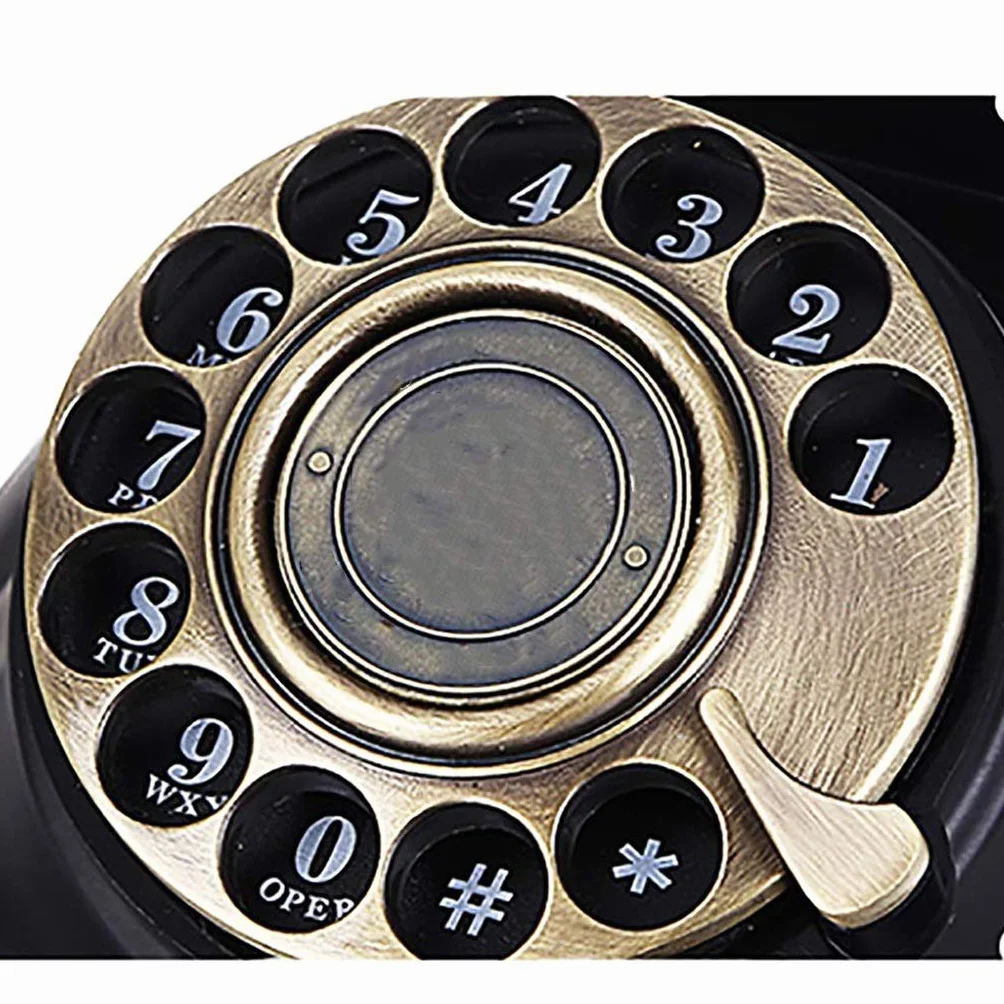 Telefon retro, telefon z tarczą obrotową Retro staroświecki metalowy dzwonek, funkcja telefonu przewodowego do domu i wystroju wnętrz klasyczna czerń