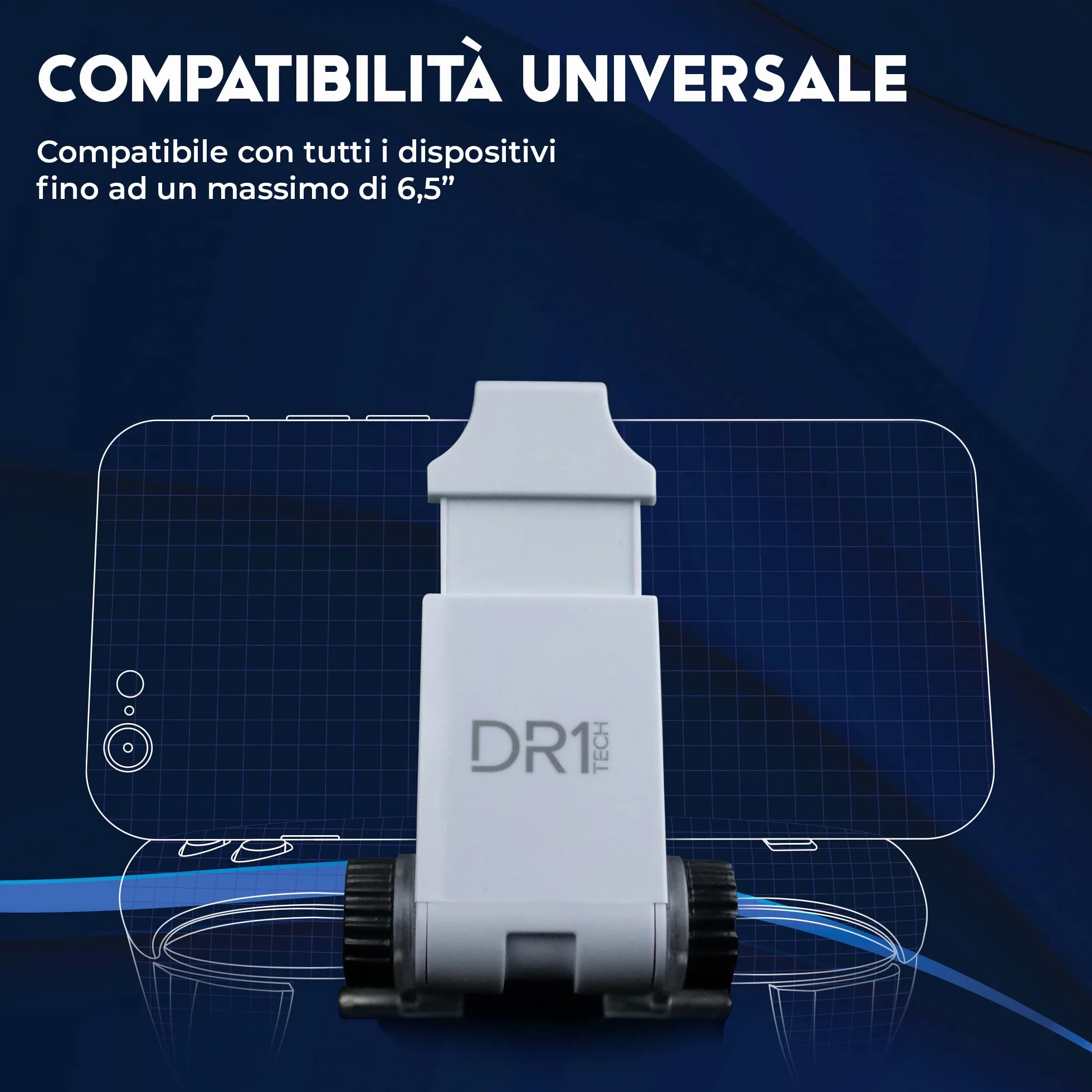 DR1TECH GameGrip5+ Inteligentny klip do kontrolera Dualsense PS5 kompatybilny ze smartfonem iPhone/Android - Obsługa telefonu komórkowego dla Joystick (Kontroler NIE W zestawie)