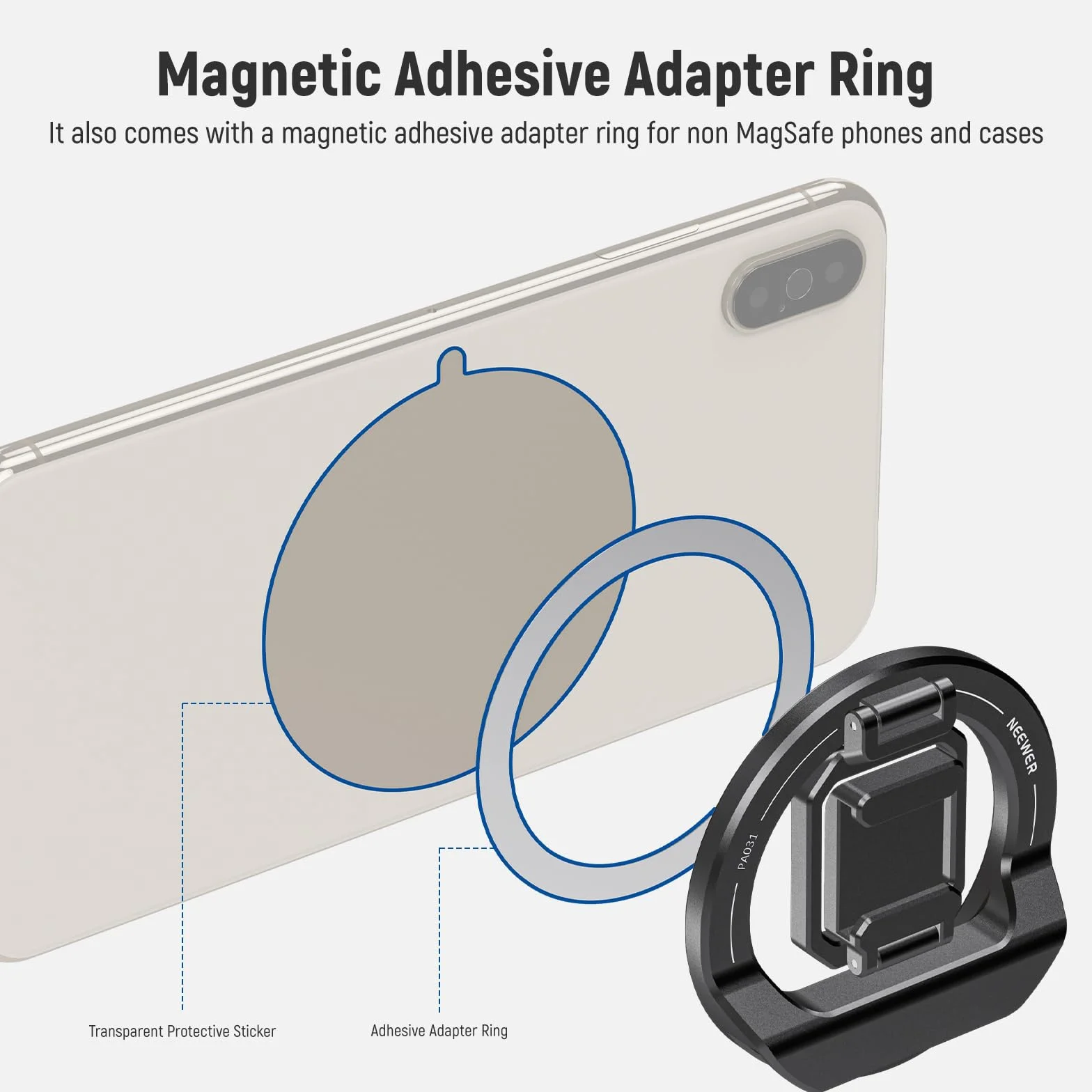 NEEWER Składany uchwyt kamery ciągłej z zimną stopką do MagSafe iPhone 15 Pro Max, 14, 13, 12, MacBook Air M1, MacBook Pro M1/M2