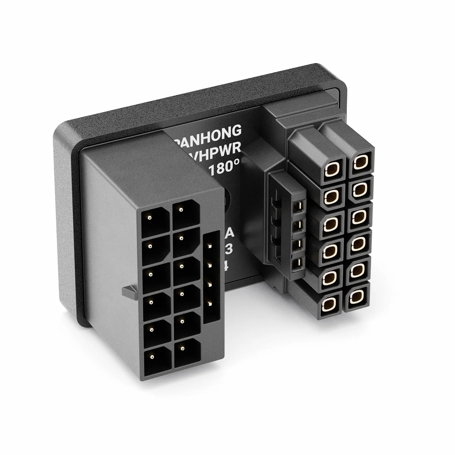 deleyCON Adapter PCI-e 5.0 Kątowy 180° 12+4 Pin 16-Pin Typ A do Kart Graficznych, do 600 W - Wtyk 12VHPWR PCIe - Kompatybilny z GPU