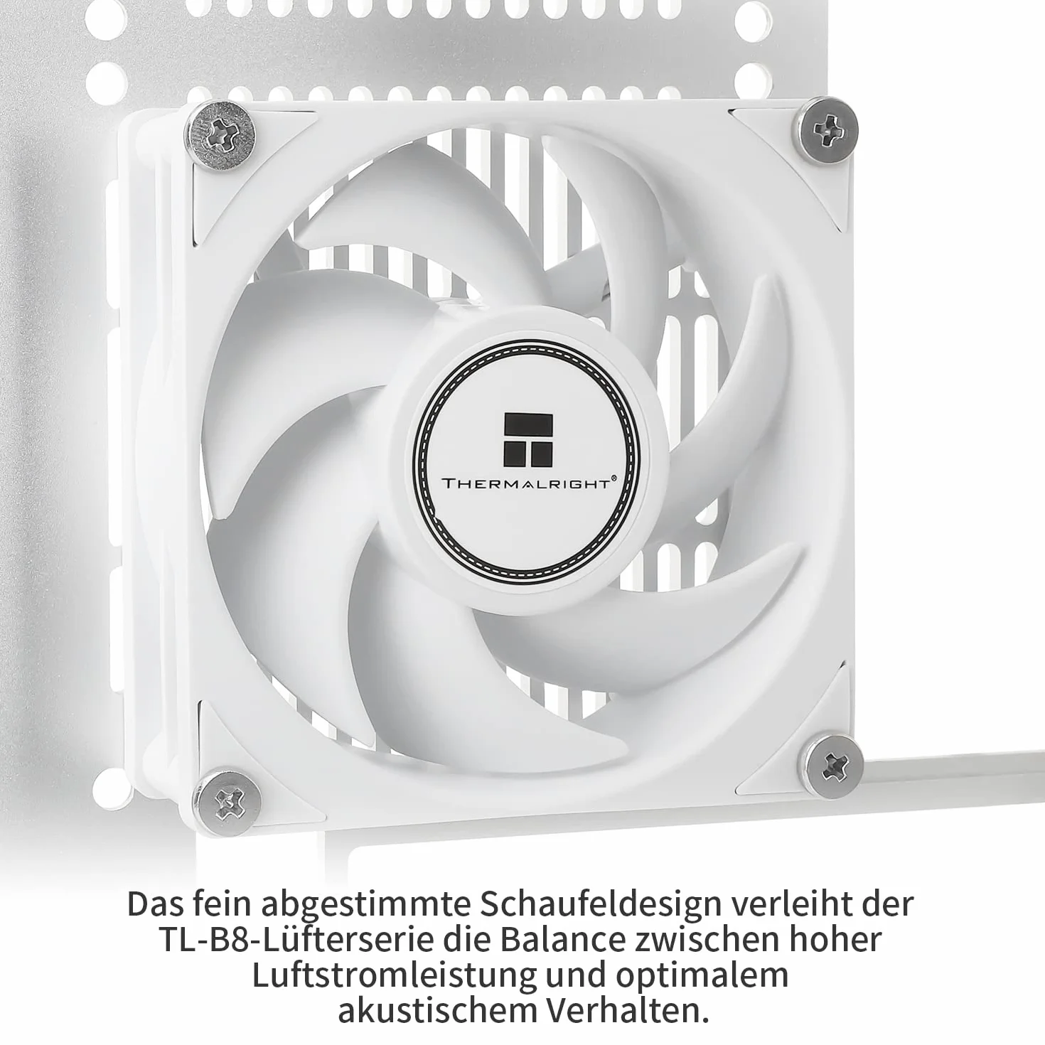 Thermalright TL-B8W CPU wentylator komputerowy, cichy, 4-pinowy PWM, cichy wentylator chłodzący, 80 mm, prędkość 2200 obr./min, 80 x 80 x 25 mm (biały)