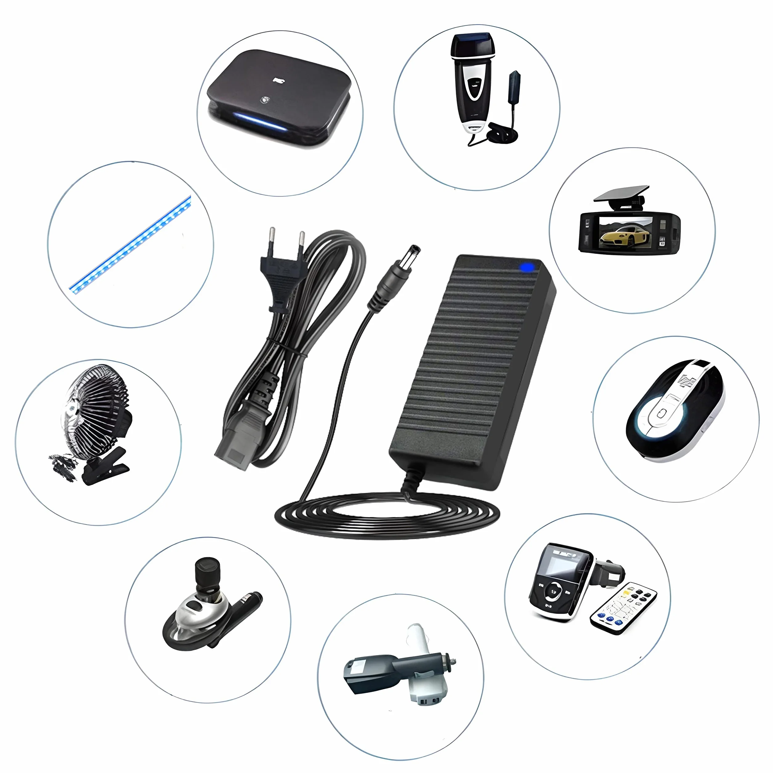 Retoo Zasilacz wtykowy 12 V 10A ładowarka transformatorowa 120 W zasilacz taśmy LED, LCD, monitor TFT, uniwersalny kabel do ładowania, taśma LED, zasilacz sieciowy, głośnik