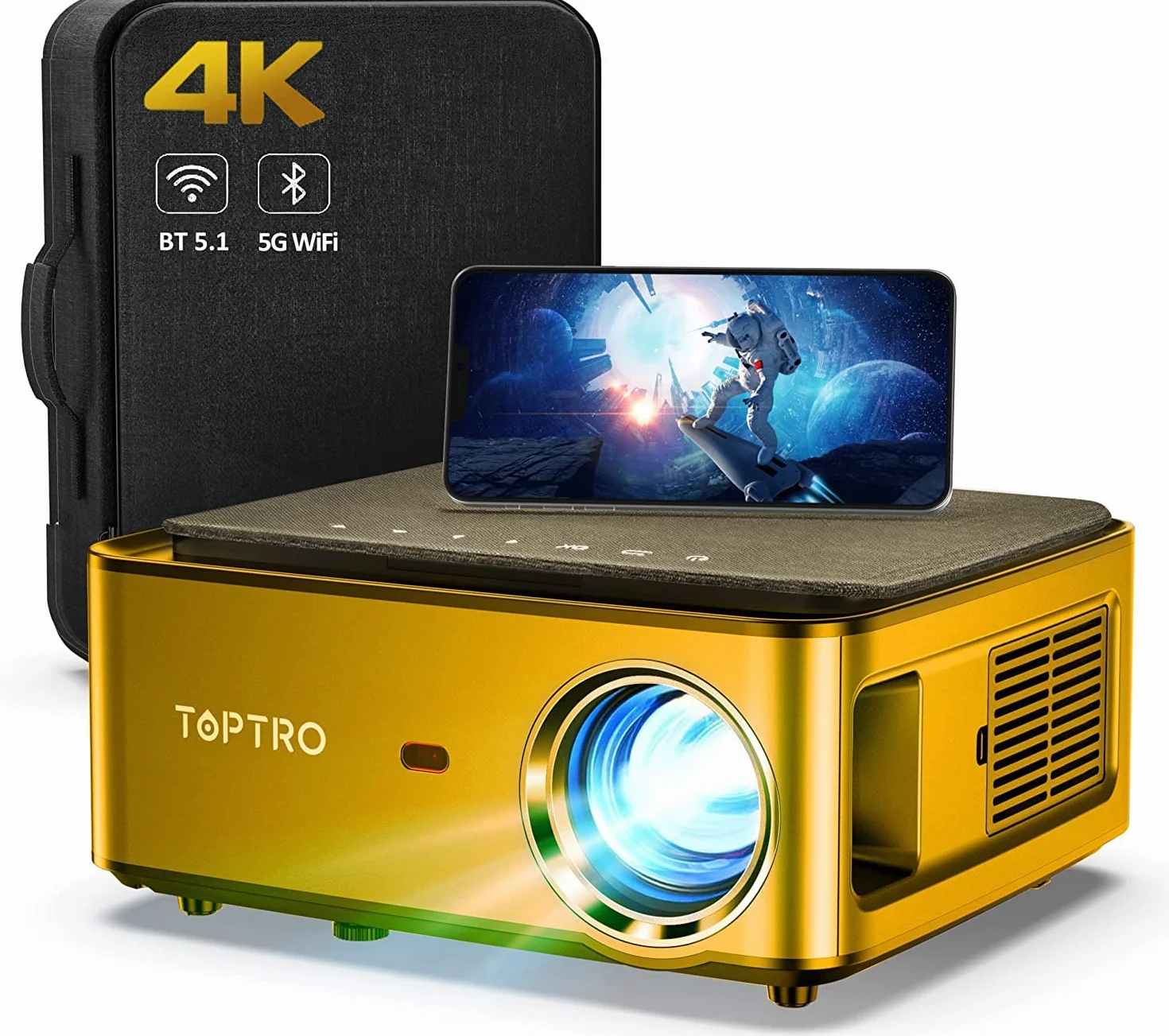 Mini projektor, TOPTRO 2022 ulepszony z WiFi i Bluetooth, przenośny 9500 l, 1080P Full HD, filmowy kina domowego kompatybilny z iOS/Android/TV Stick/USB/PS5