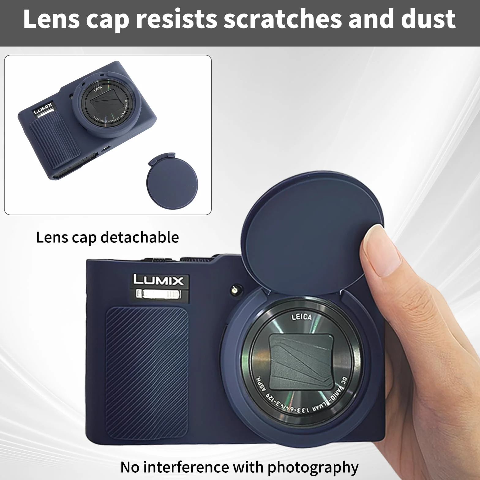 Rieibi Silikonowe etui do aparatu Panasonic Lumix ZS99/TZ99, akcesoria do Panasonic Lumix DC-ZS99/TZ99 z 2 szt. ochraniaczy ekranu, odpinana osłona obiektywu, granatowe