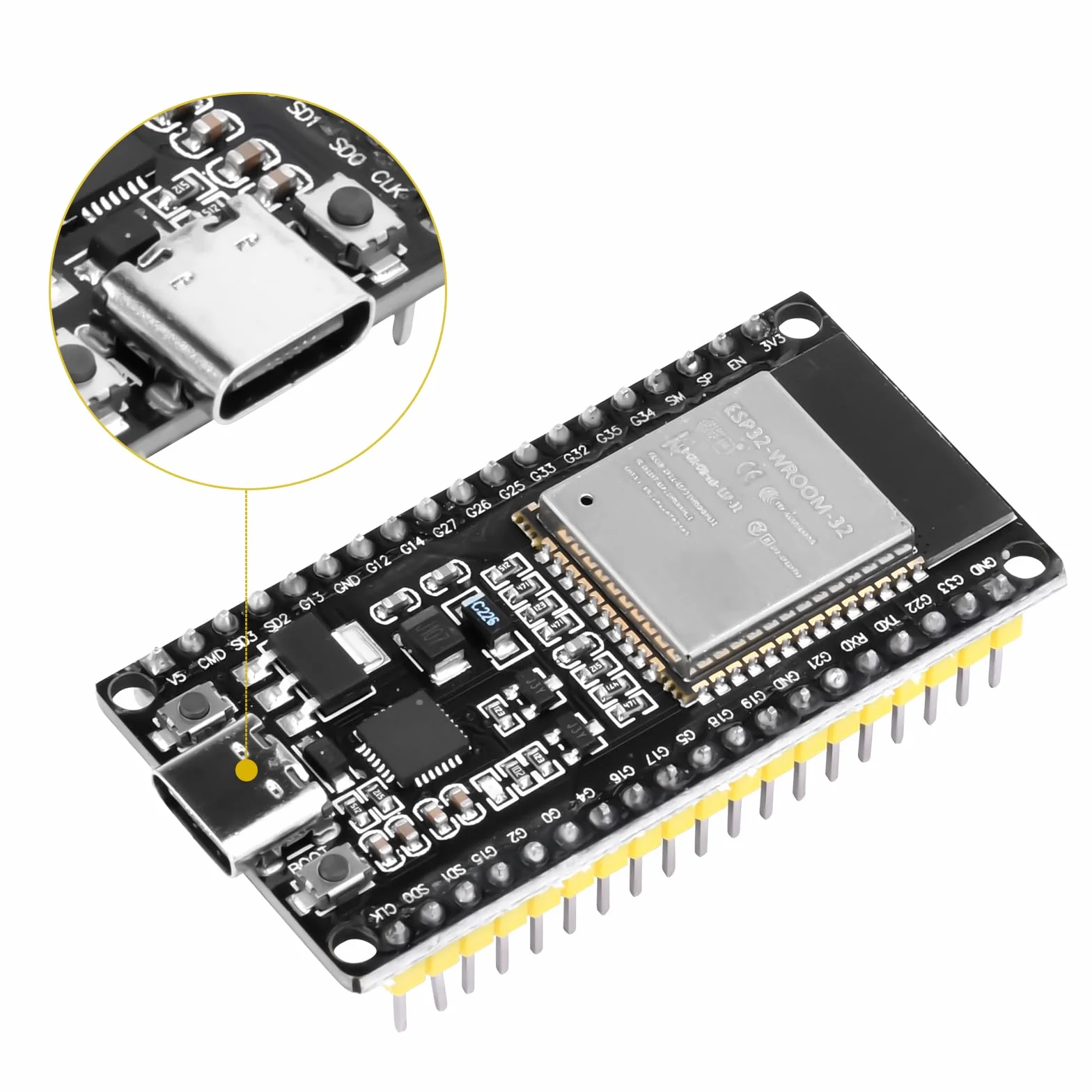 3 sztuki 38-pinowych modułów USB C ESP32 NodeMCU WiFi Bluetooth ESP32 WROOM 32 Development Board z CP2102 kompatybilny z interfejsem Arduino typu C