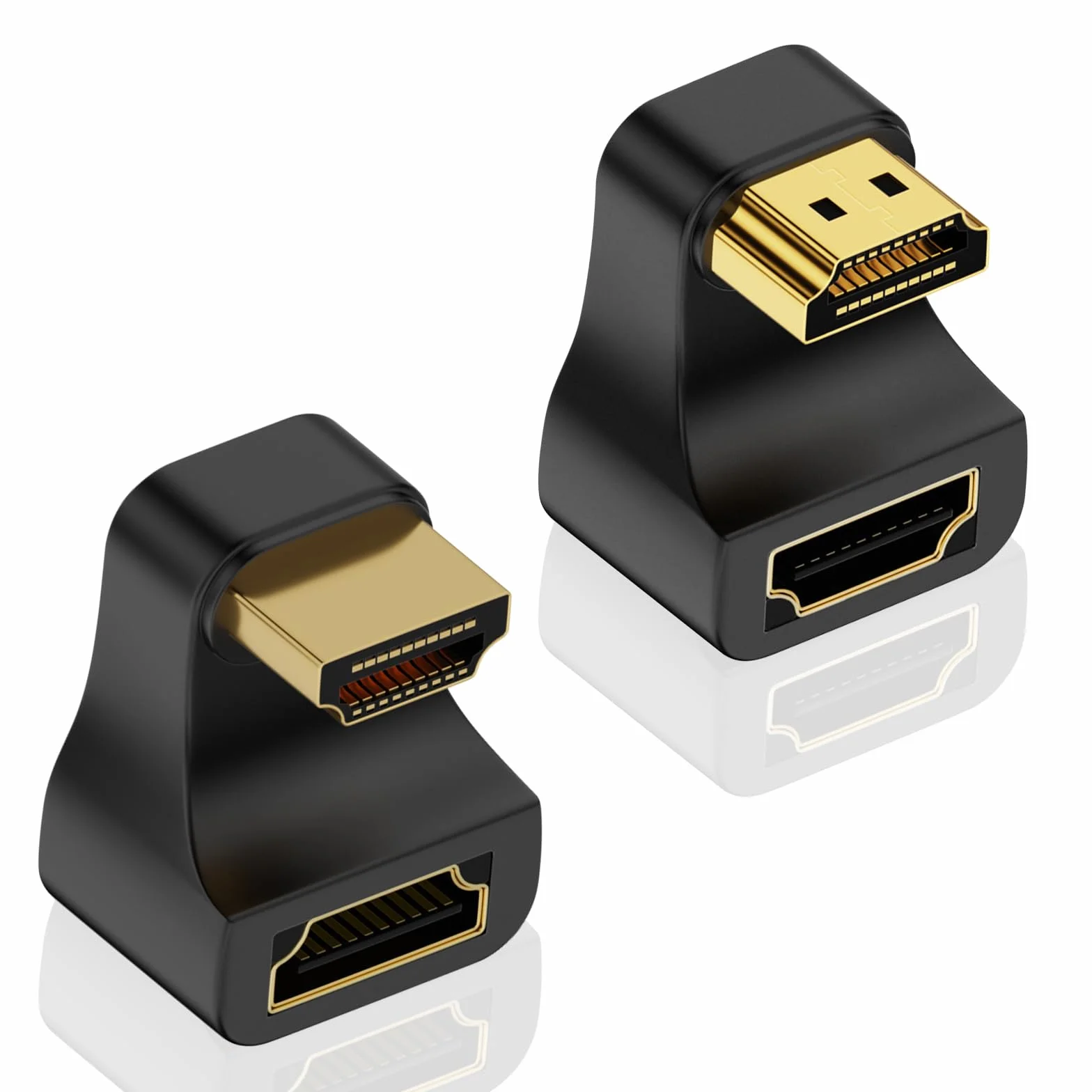 Duttek Adapter HDMI 180 stopni i adapter HDMI 2.1 270 stopni, 8K w kształcie litery U HDMI męski na żeński adapter przedłużający 48 Gb/s 8K przy 60 Hz UHD2.1 3D, do monitora HDTV, projektora, laptopa