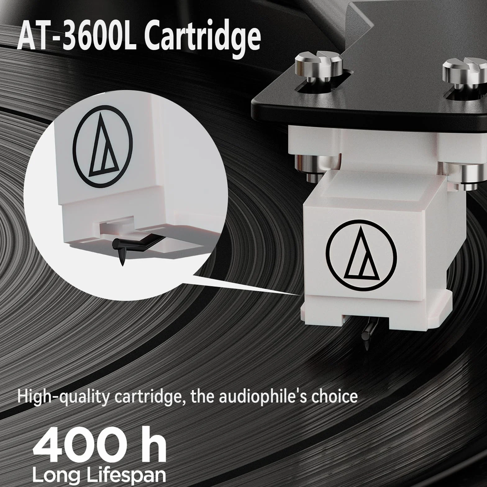 Gramofon Bluetooth HiFi z głośnikami z 4 głośniki stereo, wbudowanym przedwzmacniaczem fono, 33/45 obr./min, magnetycznym AT-3600L, napęd pasowy Vinyl Record Player