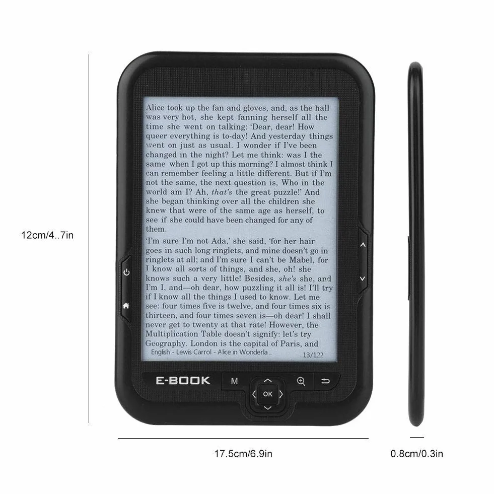 Czytnik e-booków 6-calowy czytnik e-booków z elektronicznym atramentem i 1 parą słuchawek + 1 x kabel USB + 1 x niebieskie etui (8G czarne)
