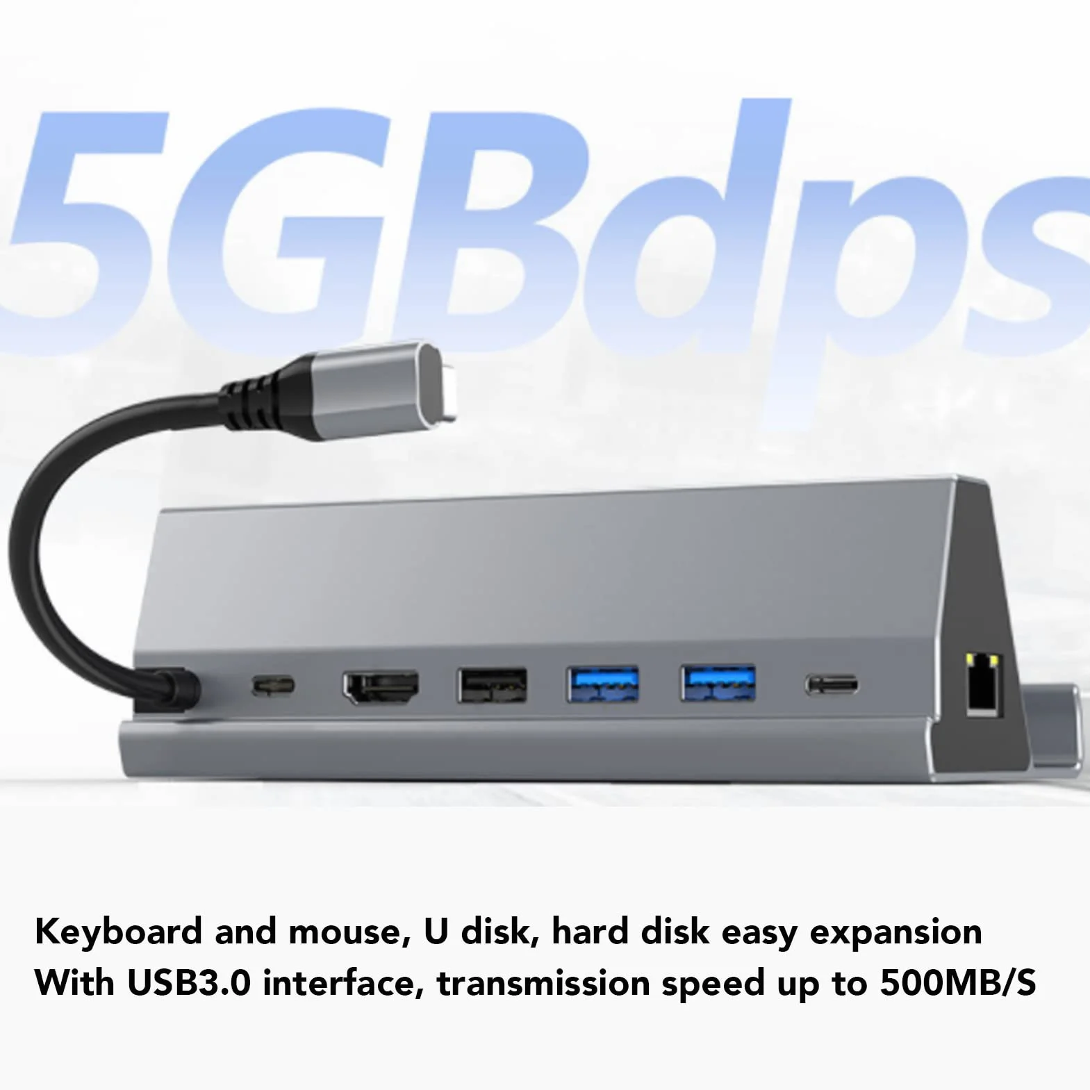 Stacja Dokująca 7 W 1 Typu C Ultra HD 4K PD Szybkie ładowanie 100 W dla Wszystkich Komputerów z Kanałem Typu C Stop Aluminium (Szary)