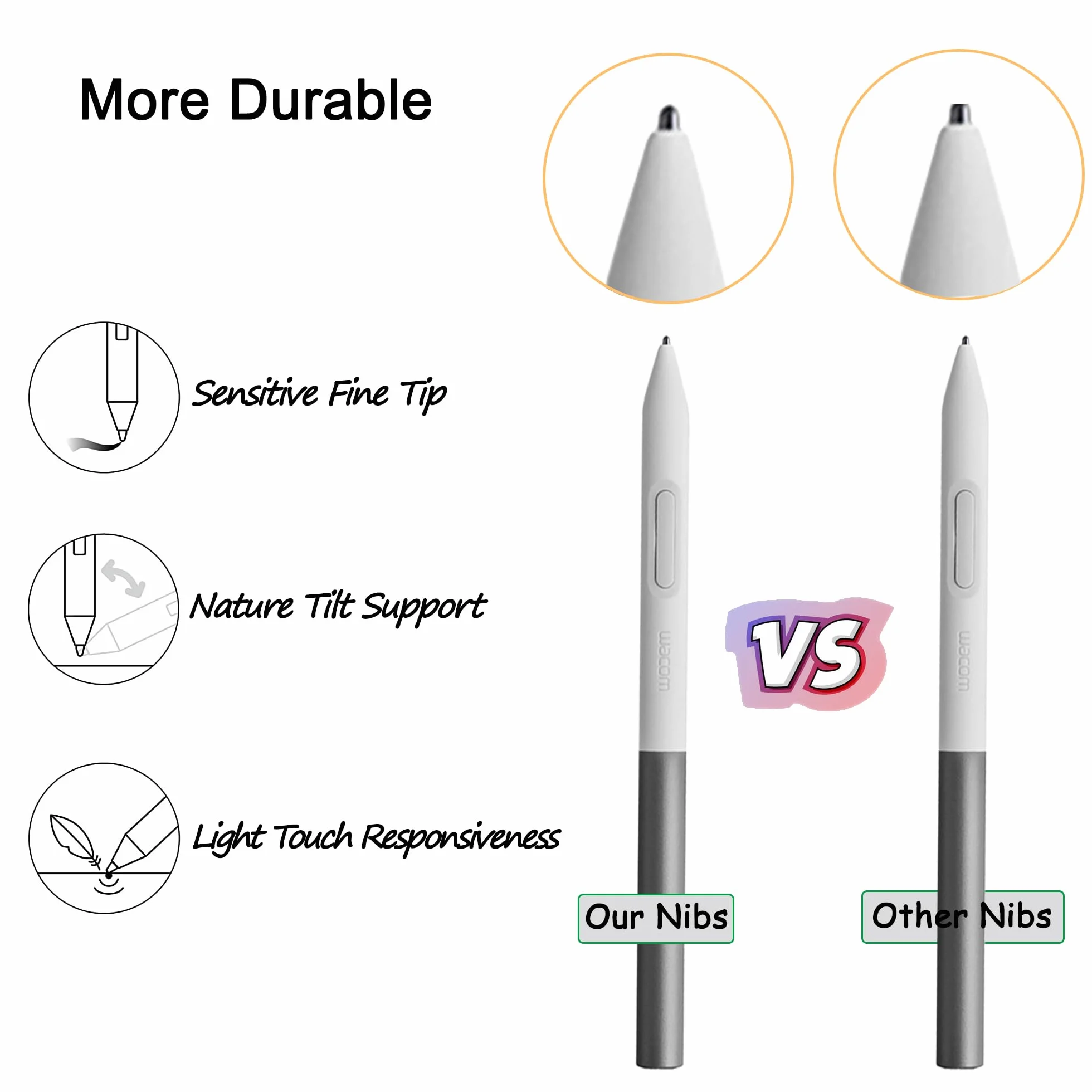 [10 sztuk] Wymiana Wskazówki dla Wacom One Standard Pen (2023 Edition) dla Wacom One 13 touch (DTH134) / Wacom One 12 (DTC121) / Wacom One M (CTC6110) / Wacom One S (‎‎ CTC411 0), Czarny