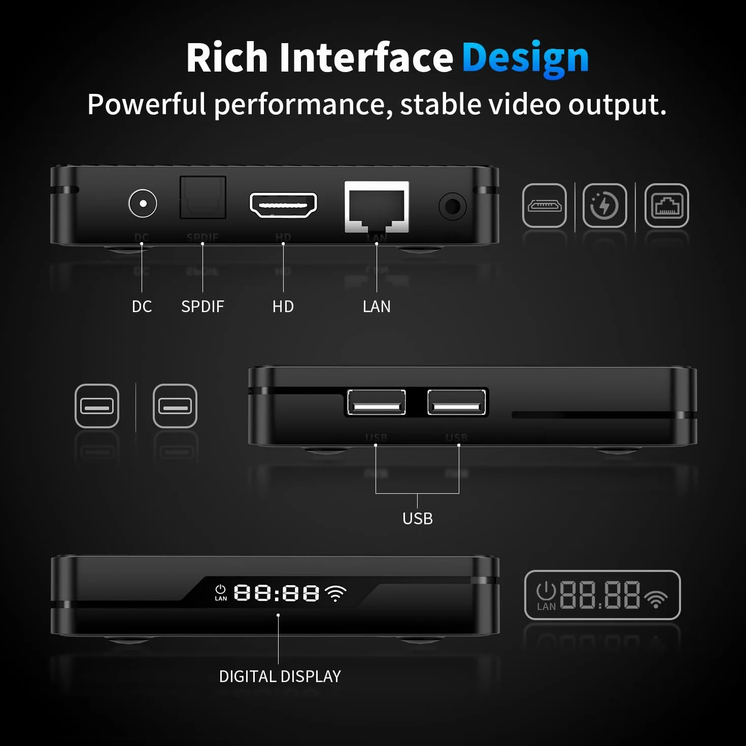 GREVA 8K Android TV Box 14.0, nowość Android Box 4G RAM 64G ROM, chipset S905X5M, obsługa Dolby Vision WiFi6 HDR10 BT5.0 HDMI 2.1 10/100 M Ethernet LAN 3D HD Smart TV Box Black