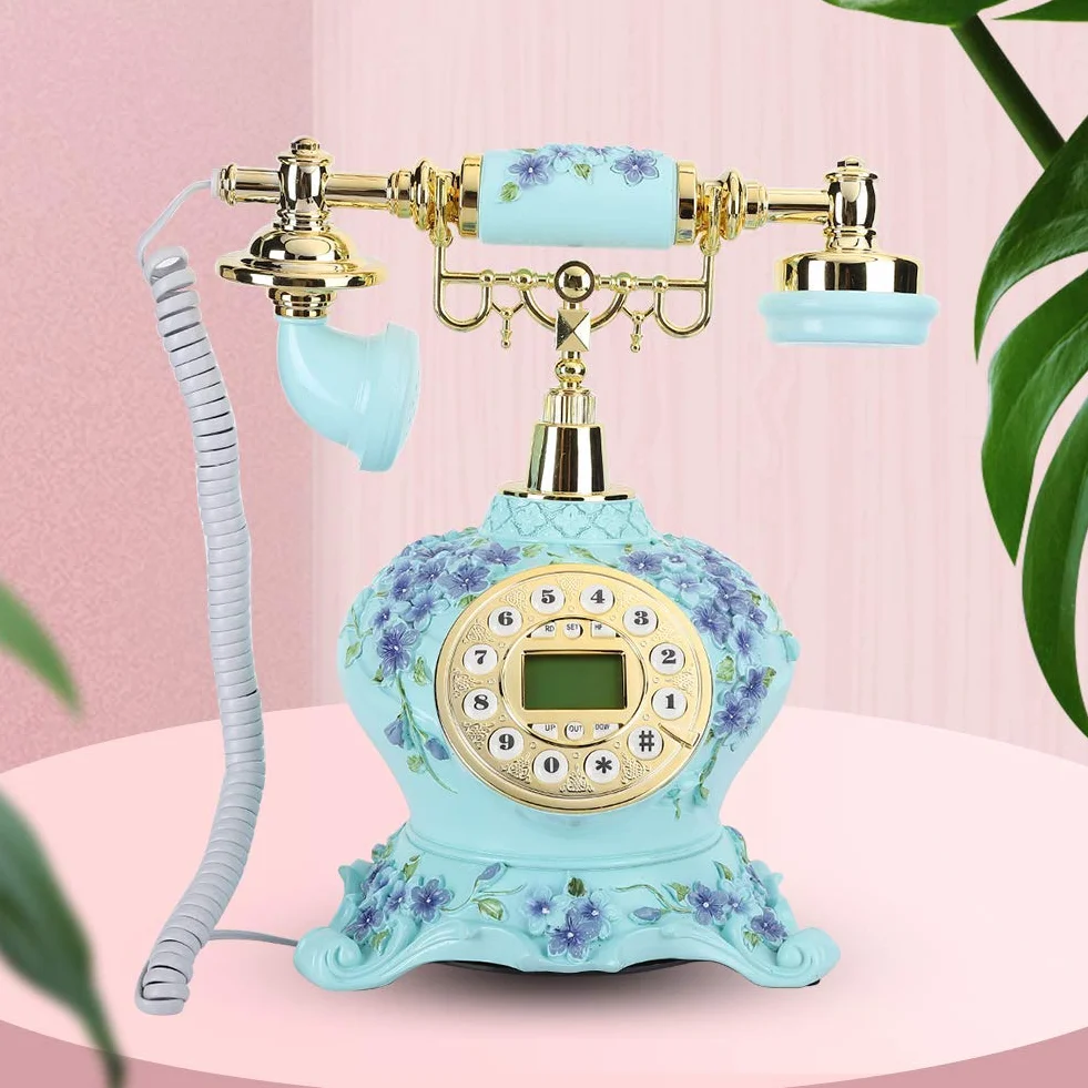 Telefon retro, styl europejski Vintage antyczny stary telefon Retro sprzęt stacjonarny do domowego biura, klasyczny telefon stacjonarny na biurko do biurek w domowym hotelu