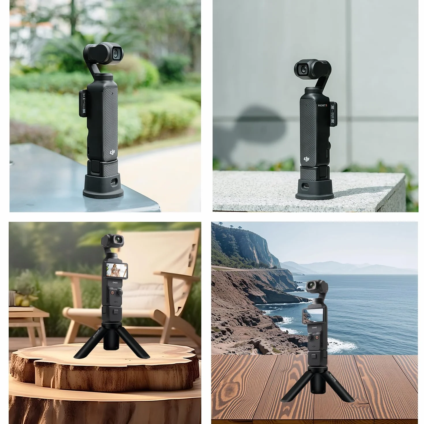 Suptig Uchwyt na statyw, silikonowy antypoślizgowy uchwyt biurkowy do DJI Osmo Pocket 3, akcesoria Osmo Pocket 3 (czarny)