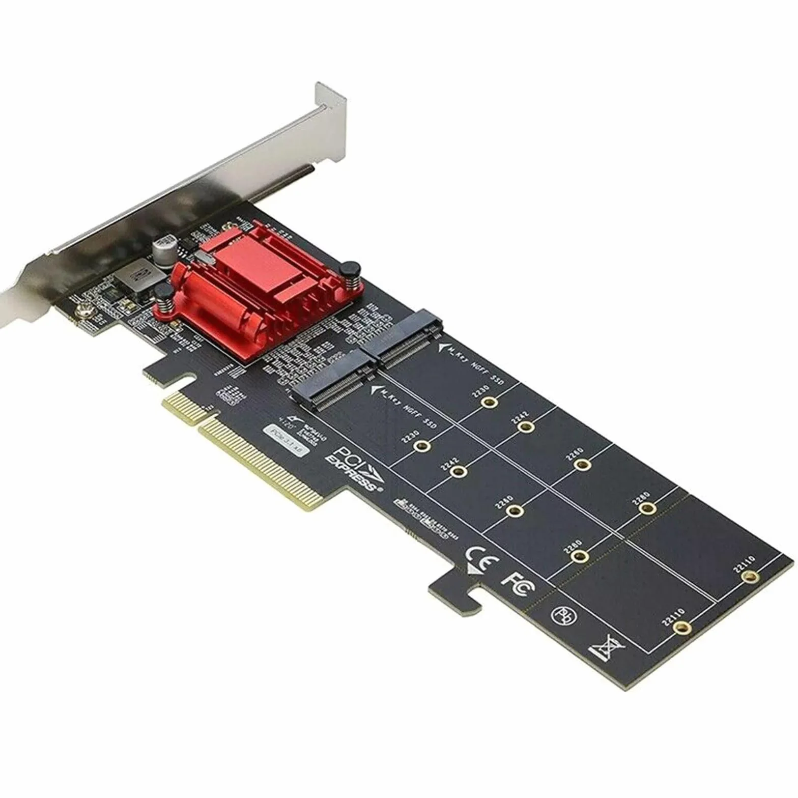 PCI-E x8 do 2-portowej karty rozszerzeń M.2 NVMe z półprzegrodą transmisją 8 Gb/s ASM2812 obsługuje dyski SSD M.2 NVMe do komputerów stacjonarnych