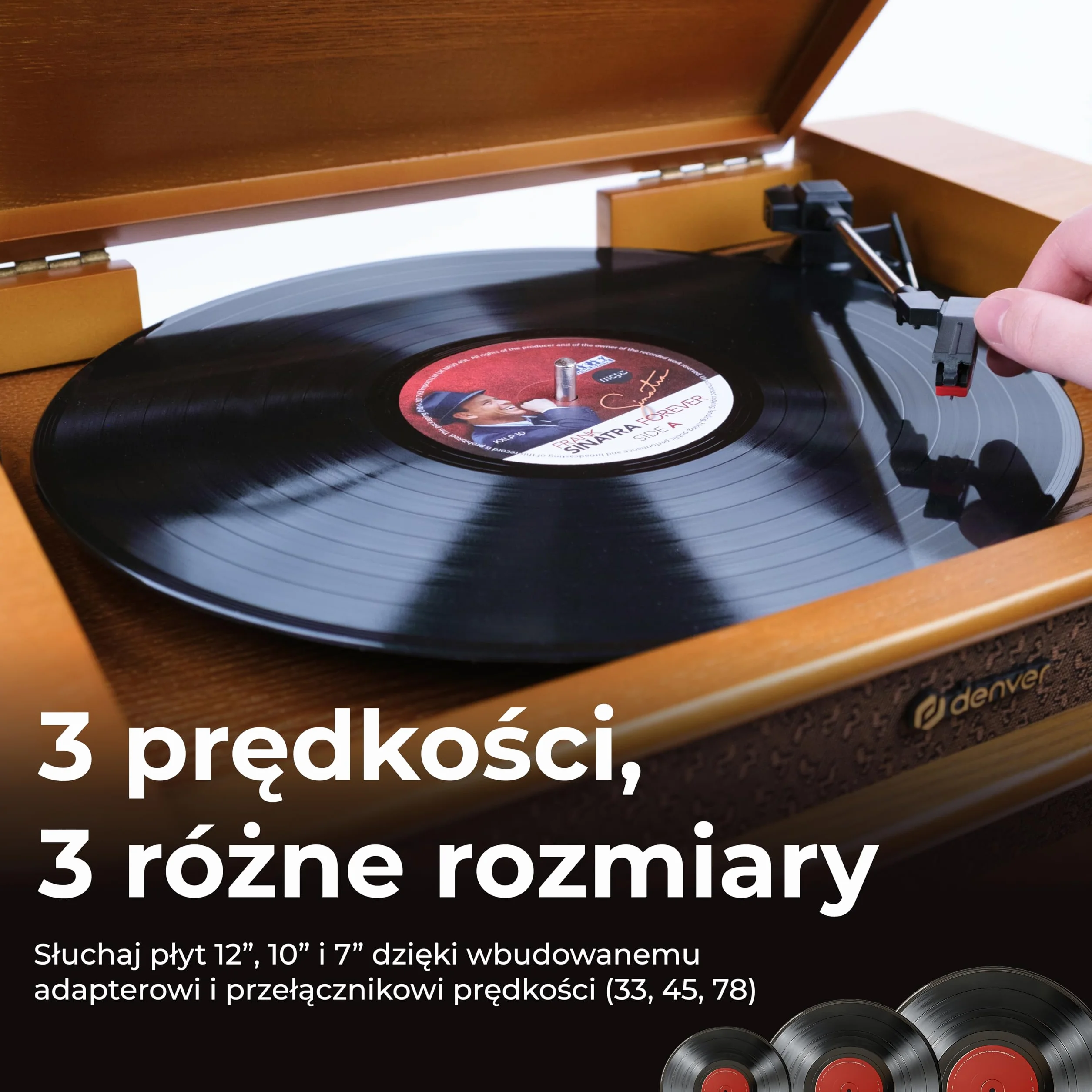 Denver MRD-51 DAB+, radio FM/AM z odtwarzaczem CD, kasetowym i gramofonem, wygląd drewna