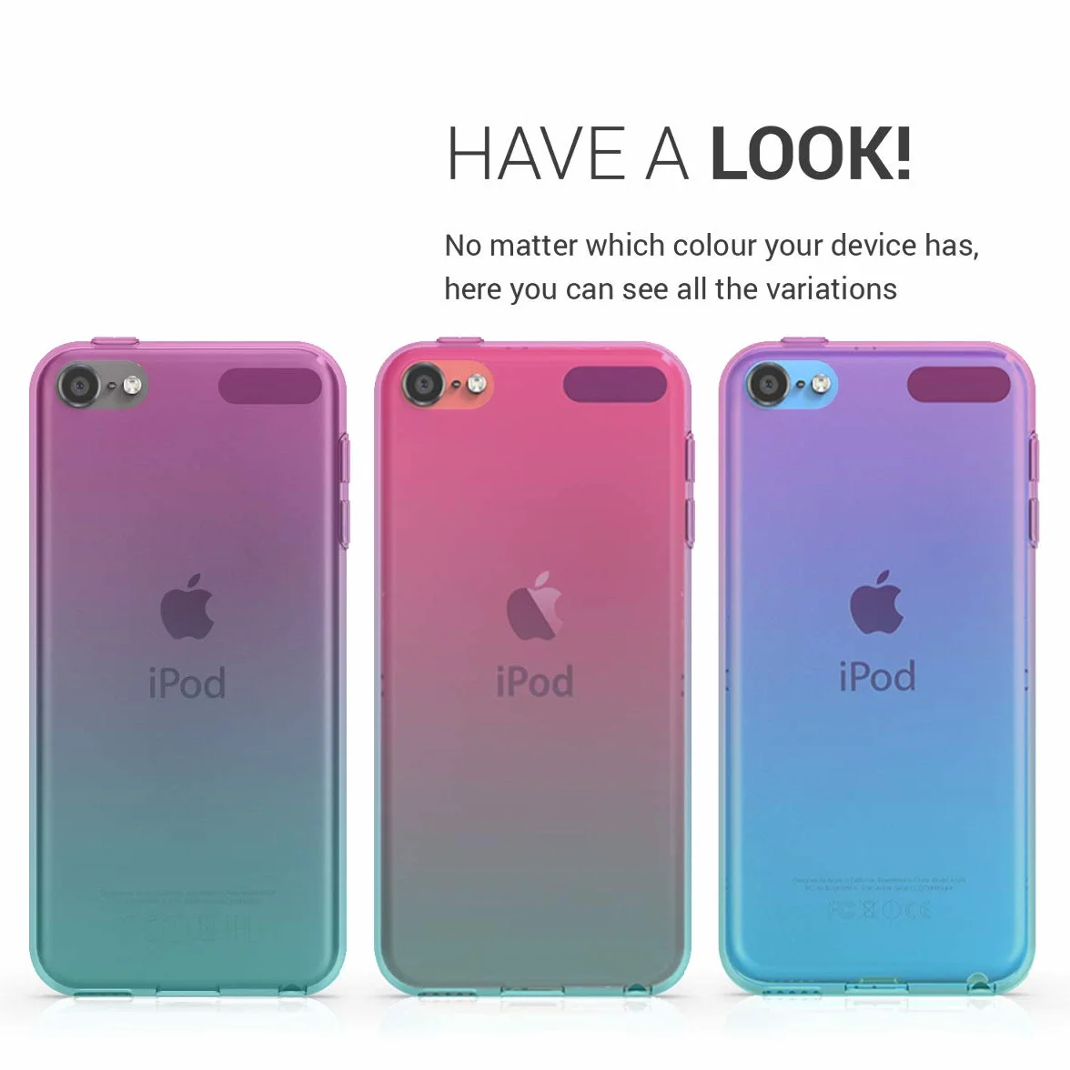 kwmobile Przezroczyste etui kompatybilne z Apple iPod Touch 6G / 7G (6. i 7. generacji) - tylna obudowa TPU - dwukolorowa ciemnoróżowa/niebieska/przezroczysta