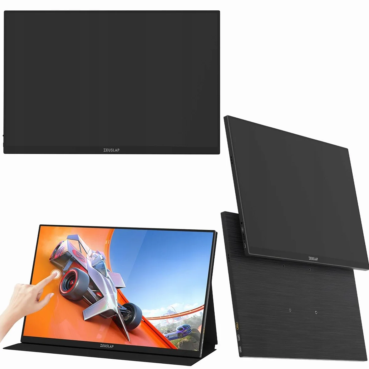 ZEUSLAP P16KT Monitor Przenośny 16" 2.5K 2560x1600 Dotykowy IPS 144Hz HDR Mocowanie VESA USB-C HDMI do Laptopa MacBooka PS4 PS5 Xbox Nintendo Switch Telefonu Pracy Gier Oglądania Filmów