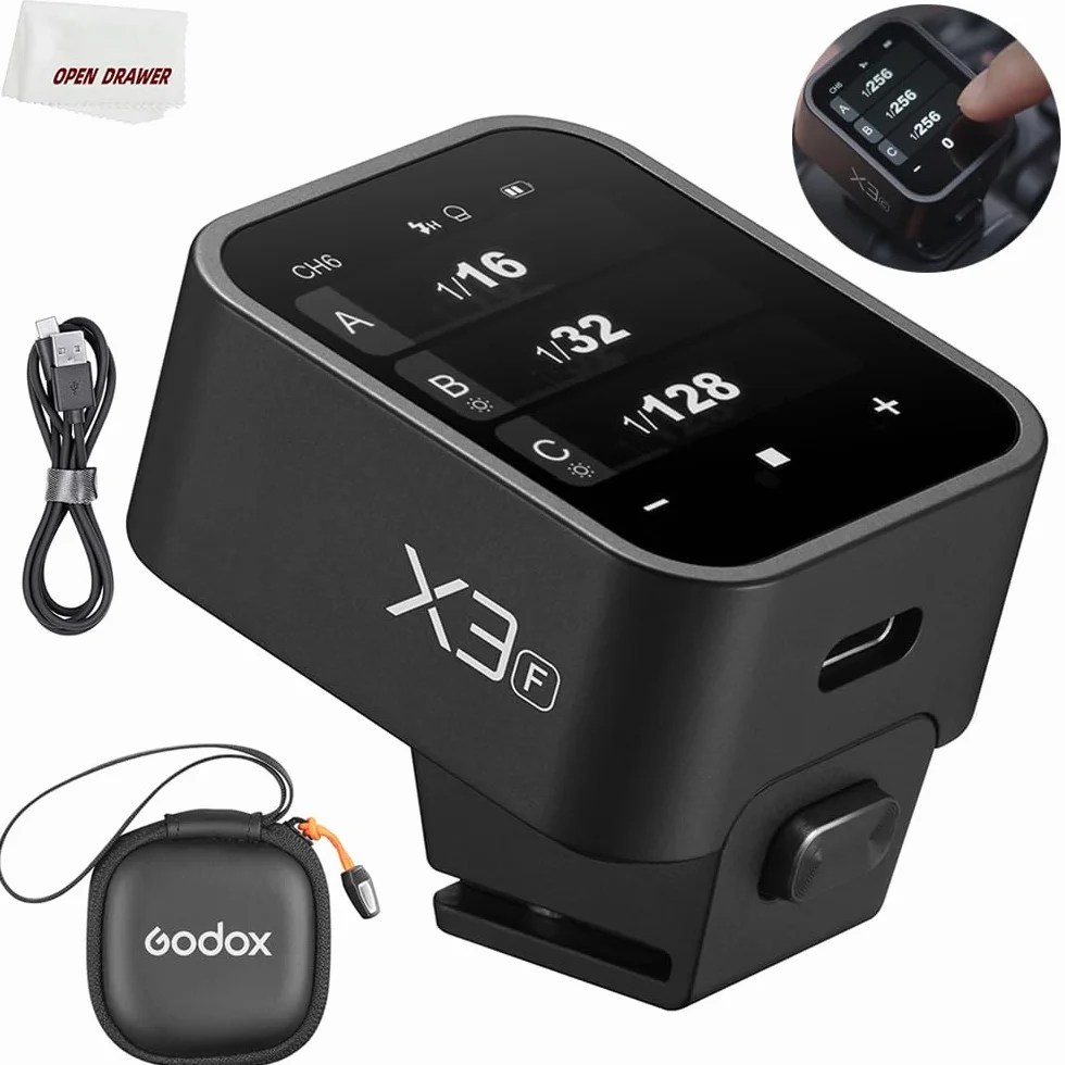 Godox Godox X3F X3 F X3-F Spust lampy błyskowej z bezprzewodowym ekranem dotykowym TTL, z konwersją TCM, wbudowaną baterią litowo-jonową 3,7 V 850 mAh, około 7 dni czuwania dla aparatów Fuji