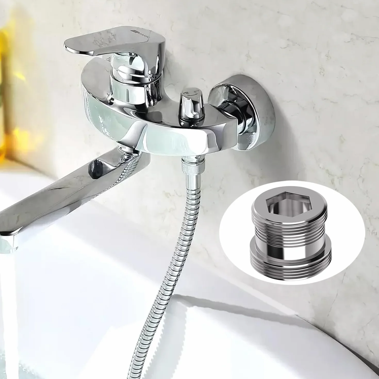 Adapter do kranu M20 na M22 gwintowany z gumową uszczelką