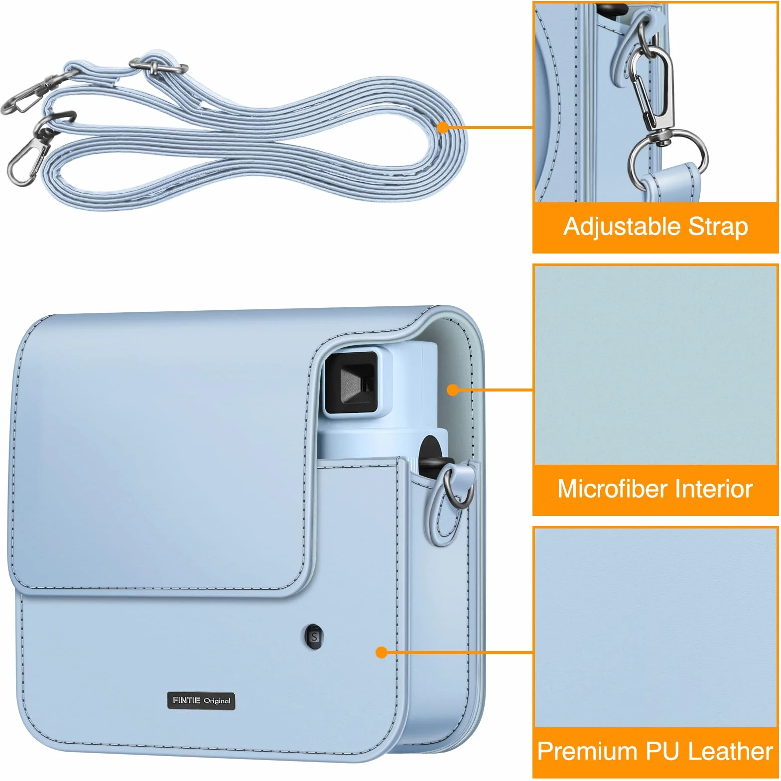 Fintie Etui na aparat fotograficzny Fujifilm Instax Square SQ1 / Instax Square SQ40 - Premium pokrowiec ochronny podróżny torba na aparat etui ze zdejmowanym paskiem, niebieski