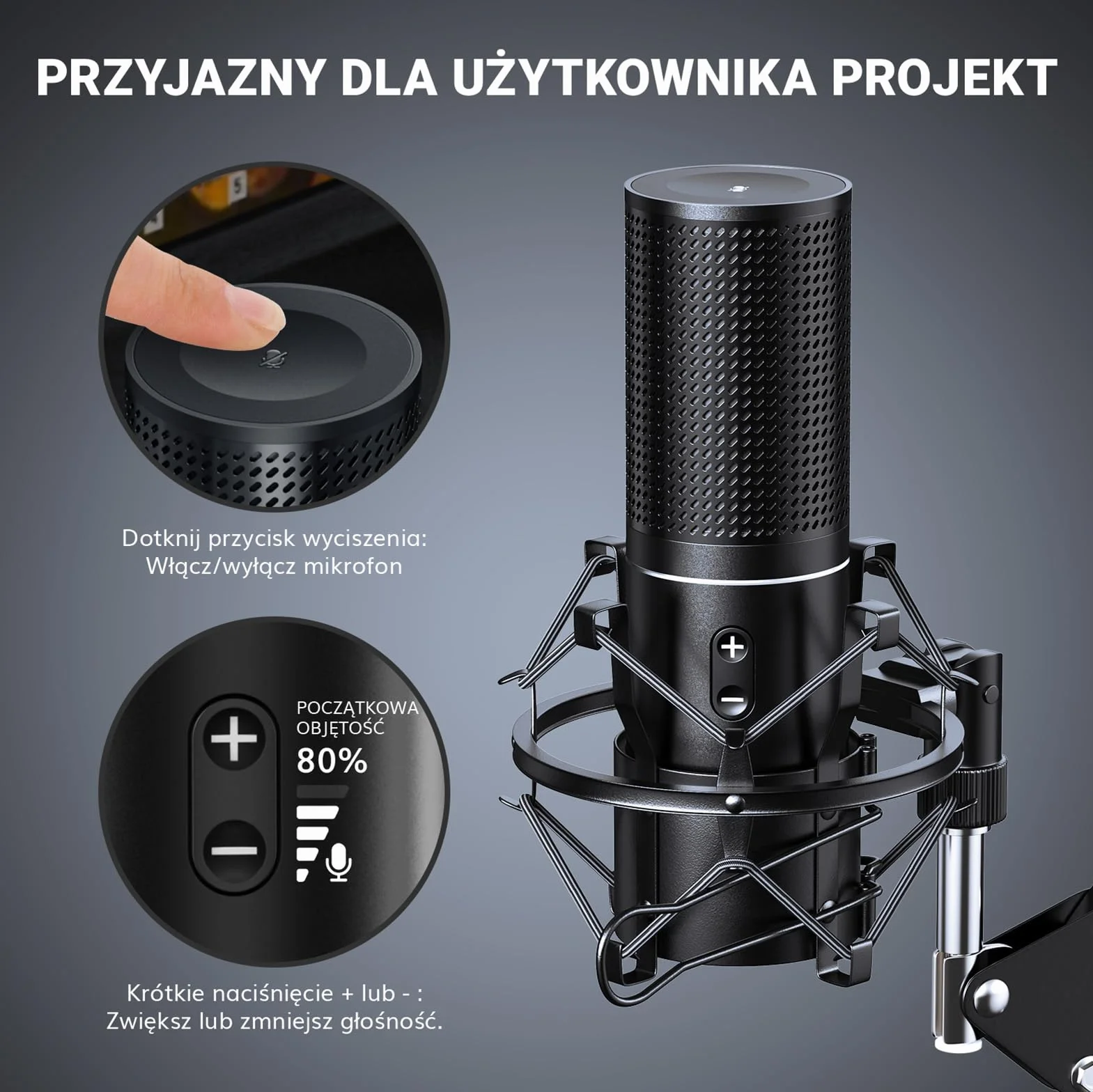 Mikrofon do gier USB do komputera, TONOR Podcast Kondensator, zestaw mikrofonowy, charakterystyka nerkowa, stojak na ramię, ochrona pop, mikrofon Brodcasting Mic Studio, Q9 Nowy Model