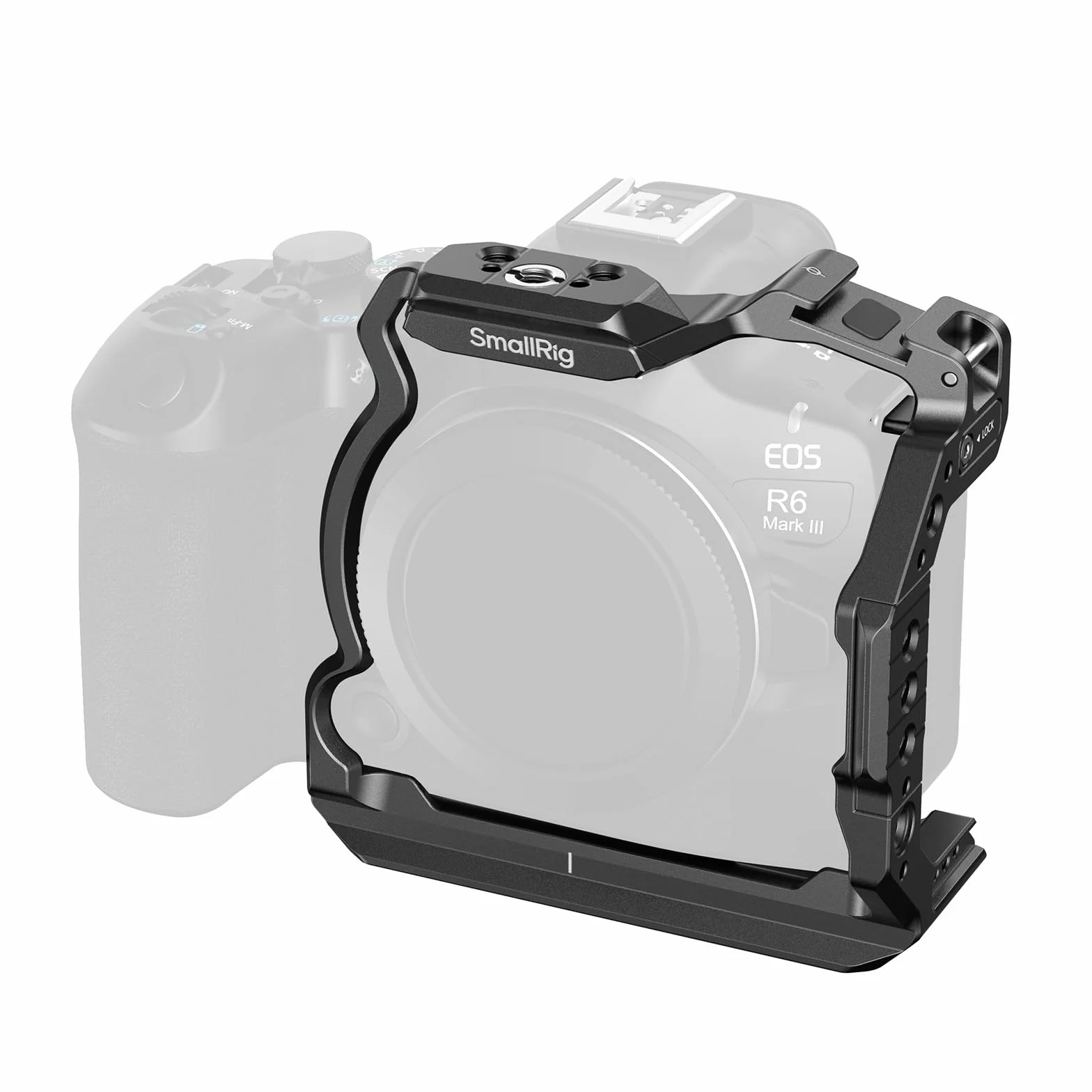 SMALLRIG Półklatka R6 Mark III do Canon R6 Mark II / R5 Mark II, płytka szybkiego montażu HawkLock do Arca, szyna NATO, blokada trzypunktowa, pasuje do DJI RS 3 / RS 3 Pro/RS 4 / RS 4 Pro - 5953