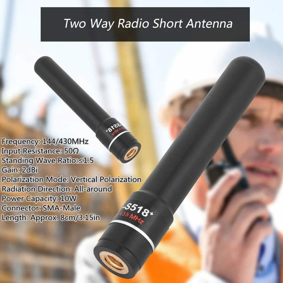 SMA męska dwupasmowa krótka antena, dwukierunkowa antena radiowa do UV-3R MarkII, do Vertex, kompatybilna z Walkie Talkie VX-1R VX-2R VX-3R VX-3E VX-5R VX-177 VX-170 VX-7R VX-6R VX-1R