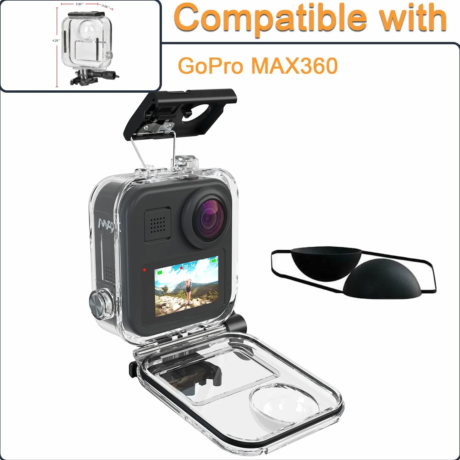 Wodoodporna obudowa do kamery sportowej Go Pro Max 360 z ekranem dotykowym, podwodna obudowa ochronna ze wspornikiem do GoPro MAX 360 zestaw akcesoriów do kamery sportowej