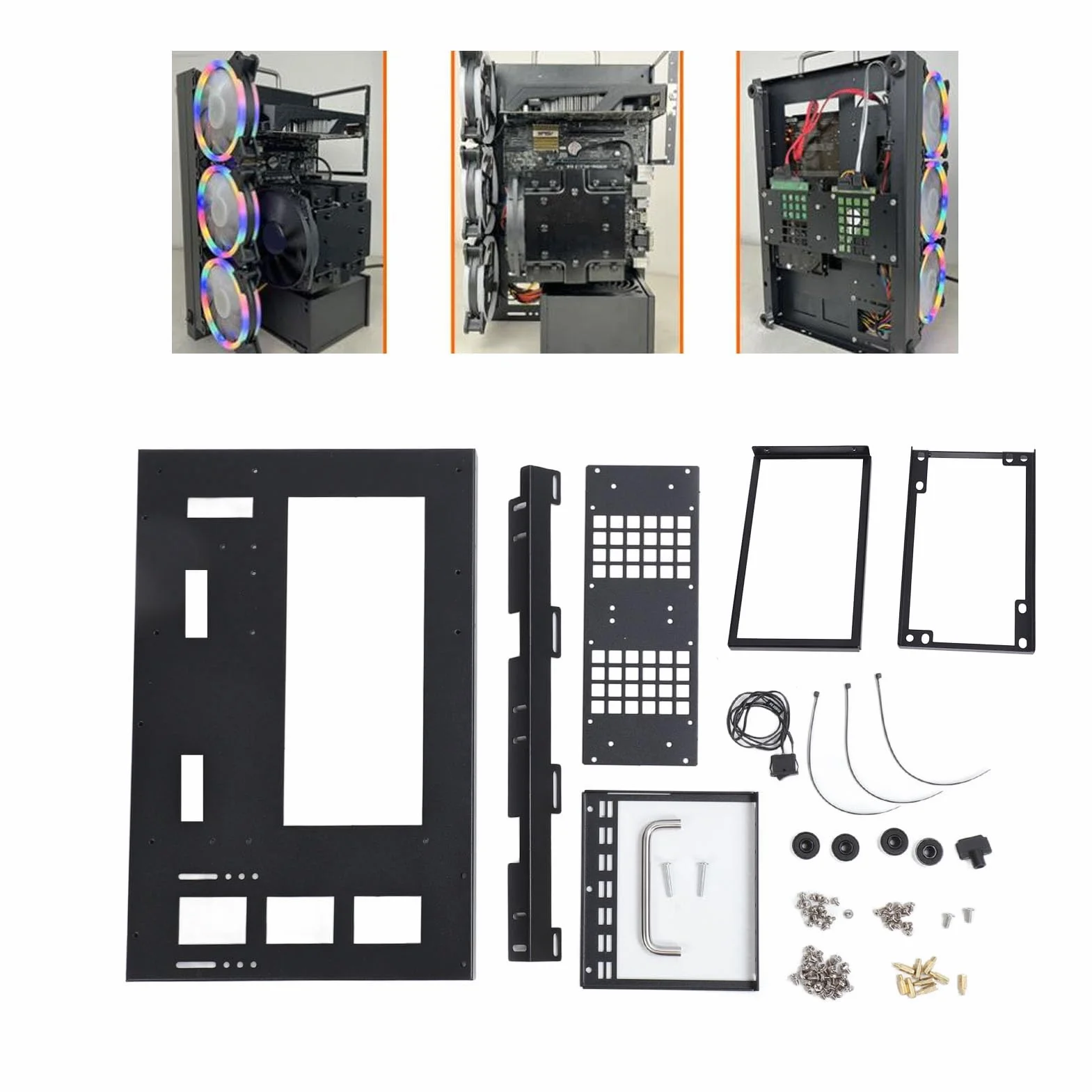 Generic Otwarta Rama Obudowy Komputera DIY do Płyt Głównych ATX M ATX ITX, Mocny Wspornik Chłodzący z Blachy Stalowej, Otwarta Obudowa, dla Entuzjastów Technologii, materiał: Płyta Stalowa